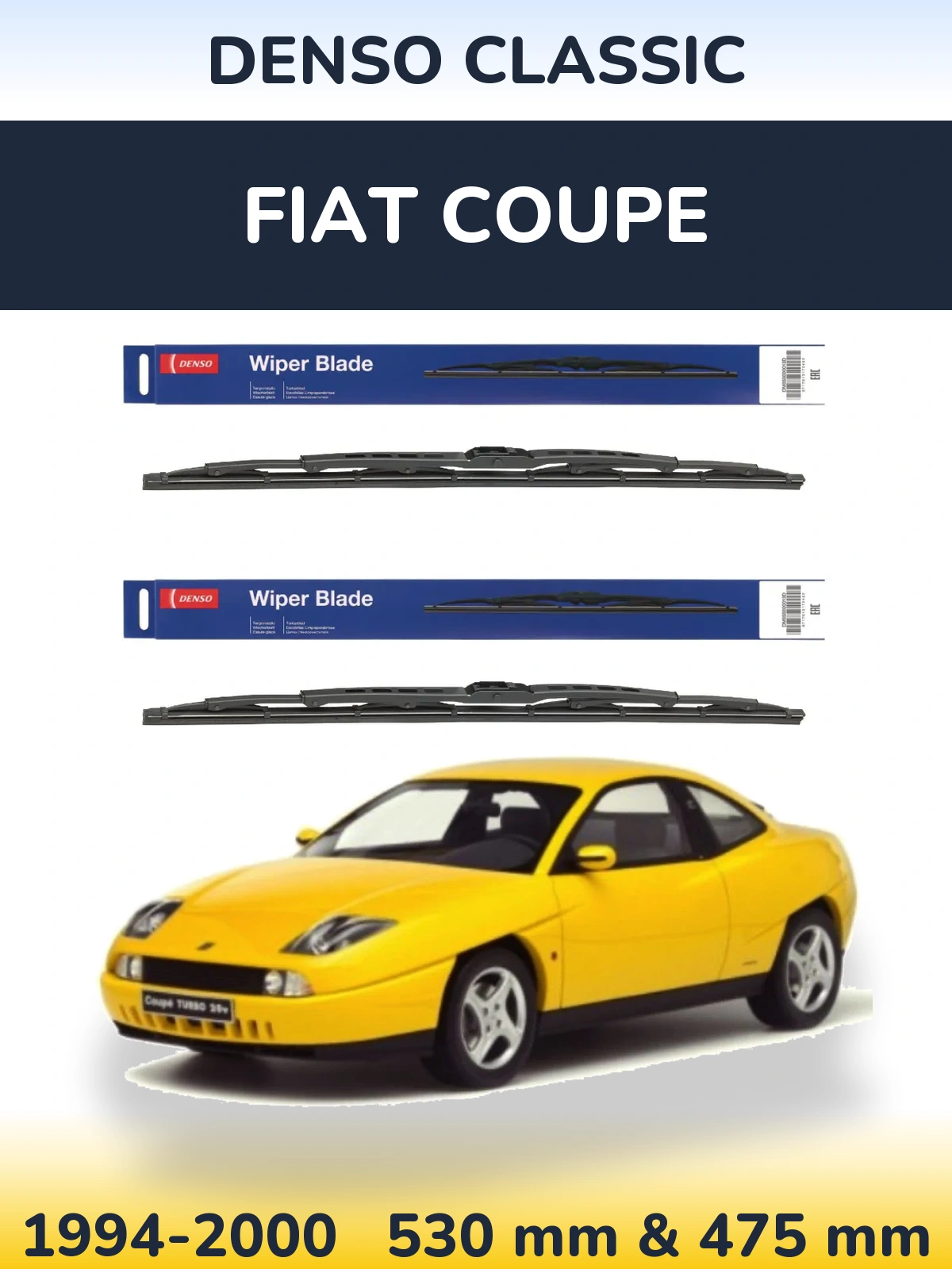 Komplet przednich wycieraczek Denso Classic 530 & 475 mm do Fiat Coupe 1994-2000