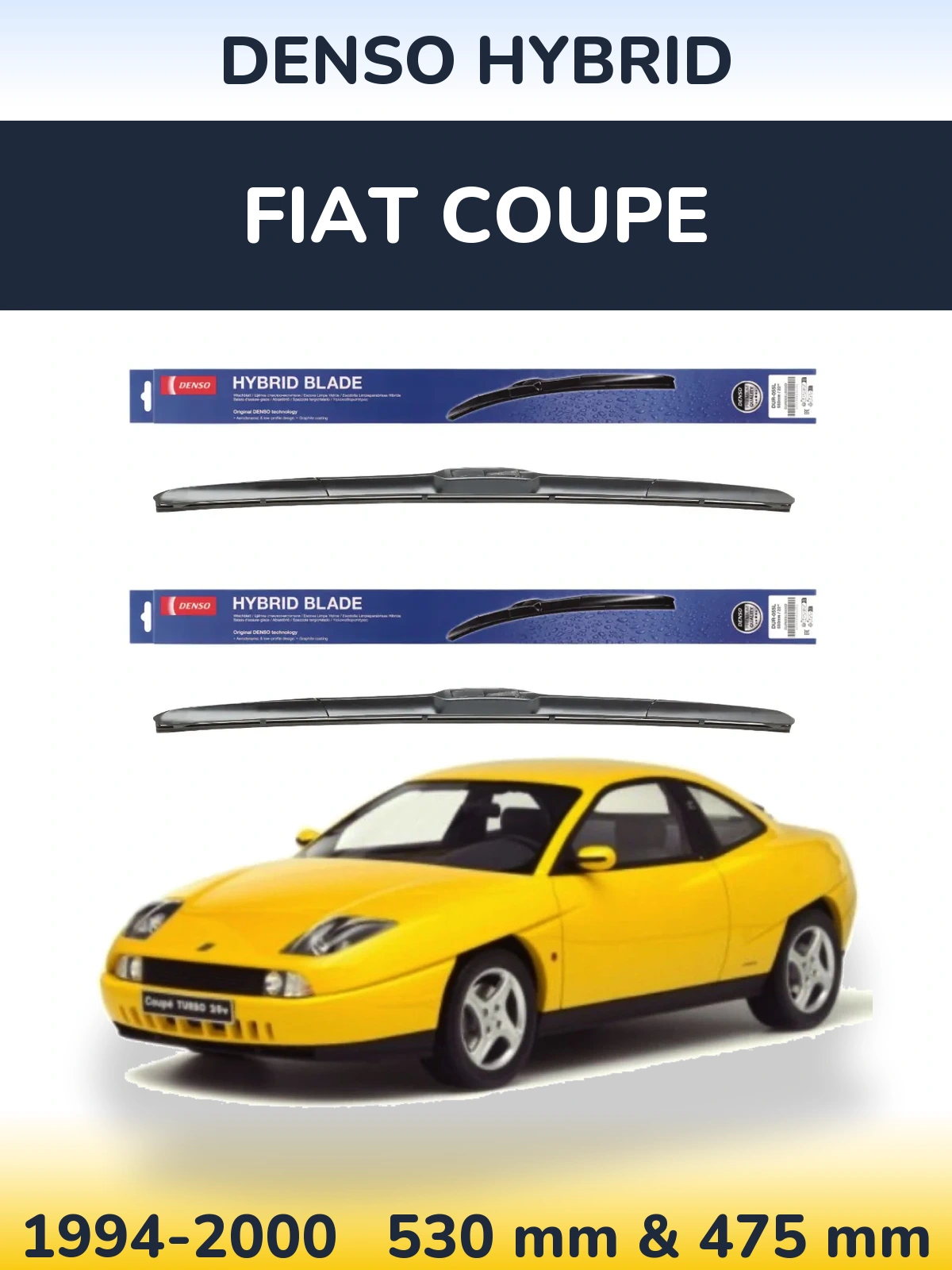 Komplet przednich wycieraczek Denso Hybrid 530 & 475 mm do Fiat Coupe 1994-2000