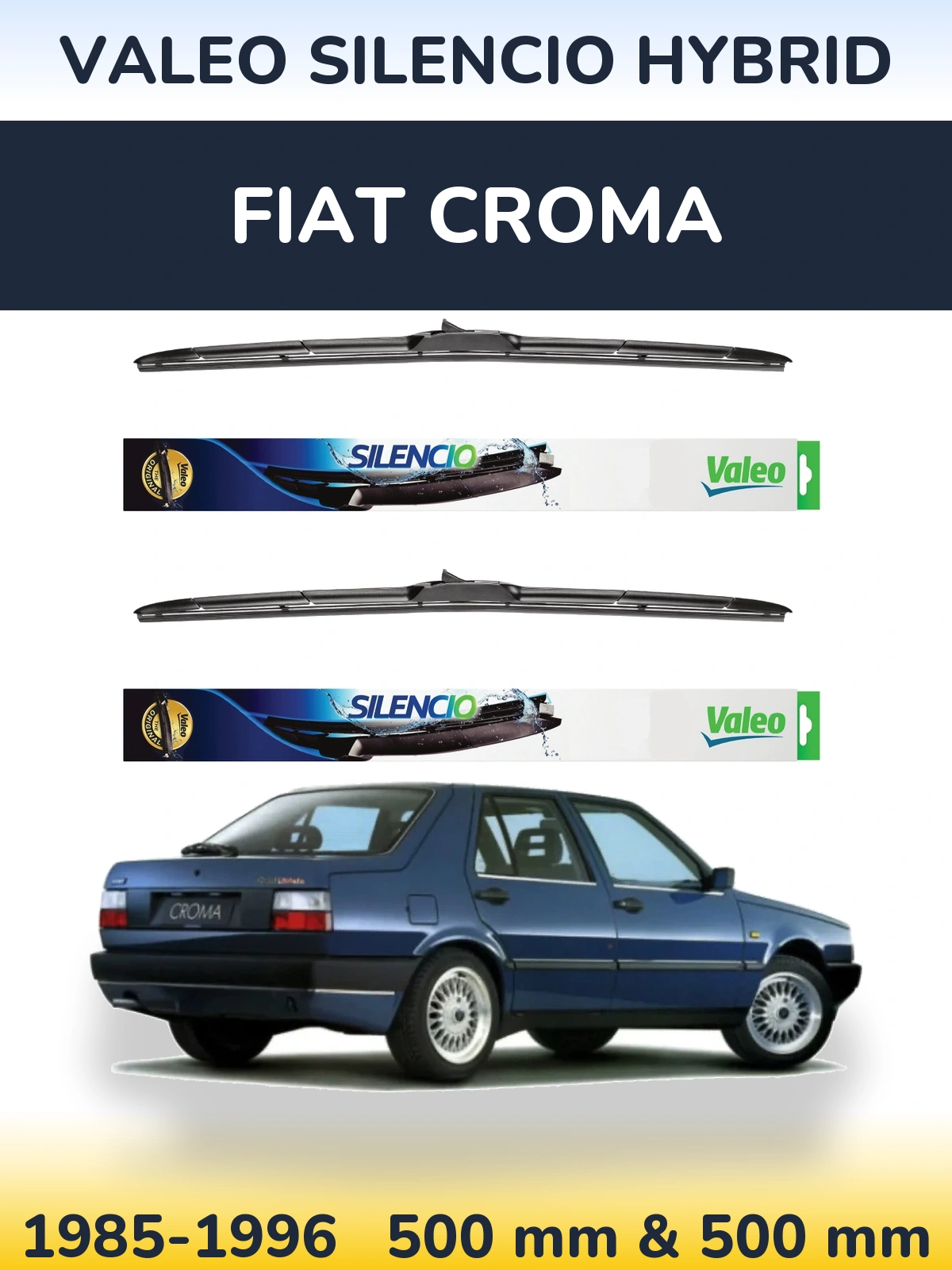 Комплект передних дворников Valeo Silencio Hybrid 500 & 500 мм для Fiat Croma 1985-1996