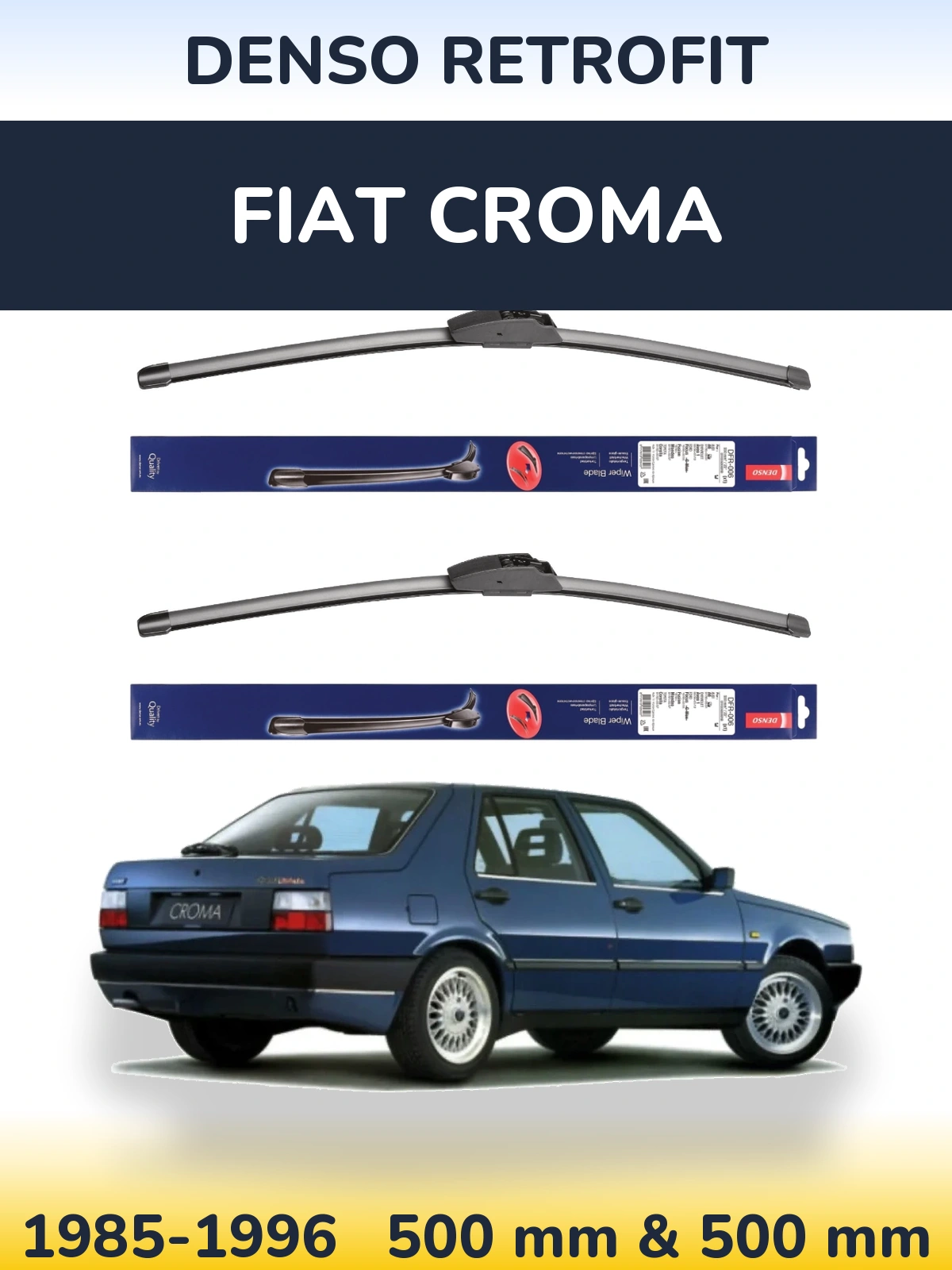 Комплект передних дворников Denso Retrofit 500 & 500 мм для Fiat Croma 1985-1996