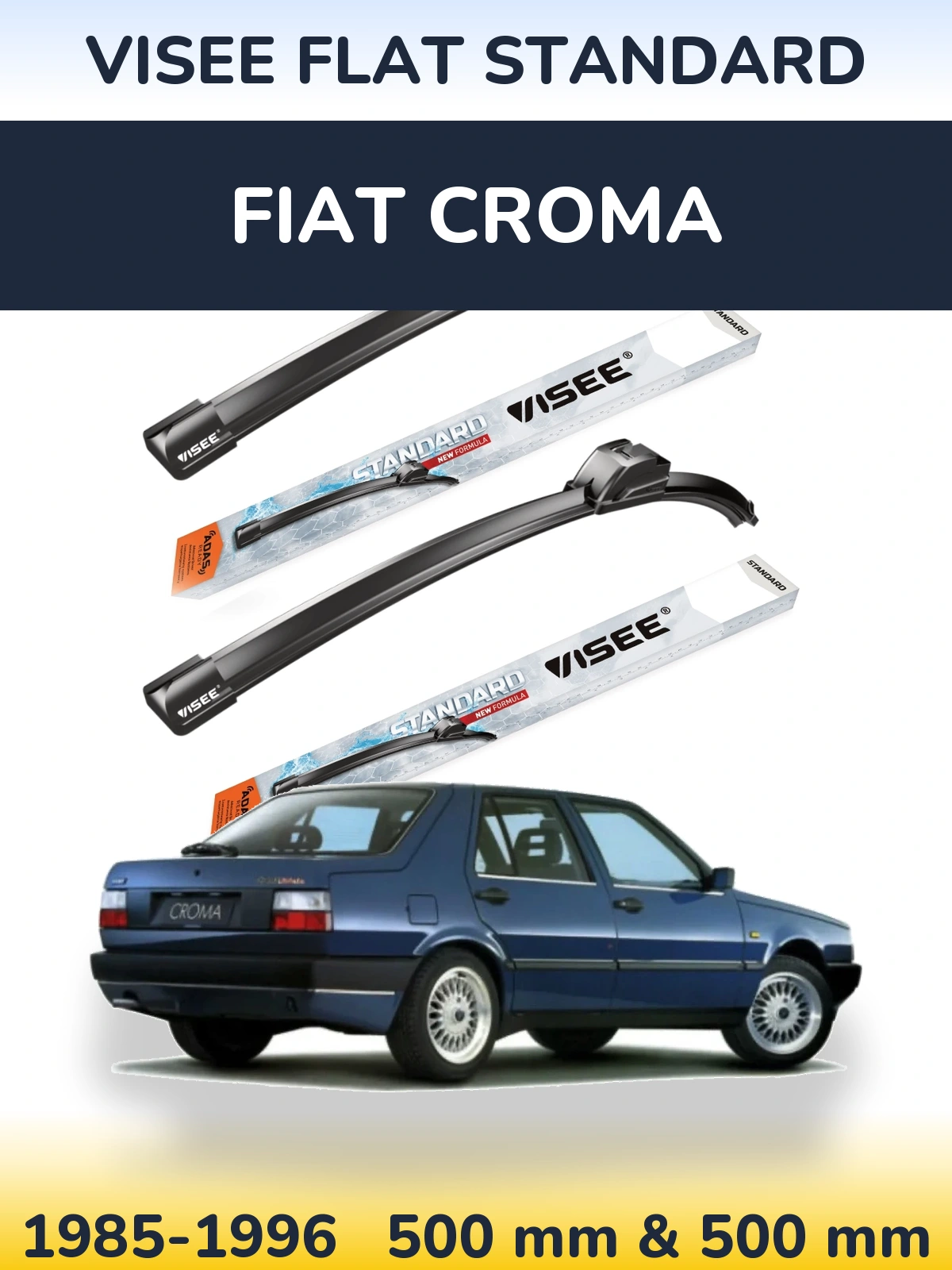 Комплект передних дворников VISEE FLAT STANDARD 500 & 500 мм для Fiat Croma 1985-1996
