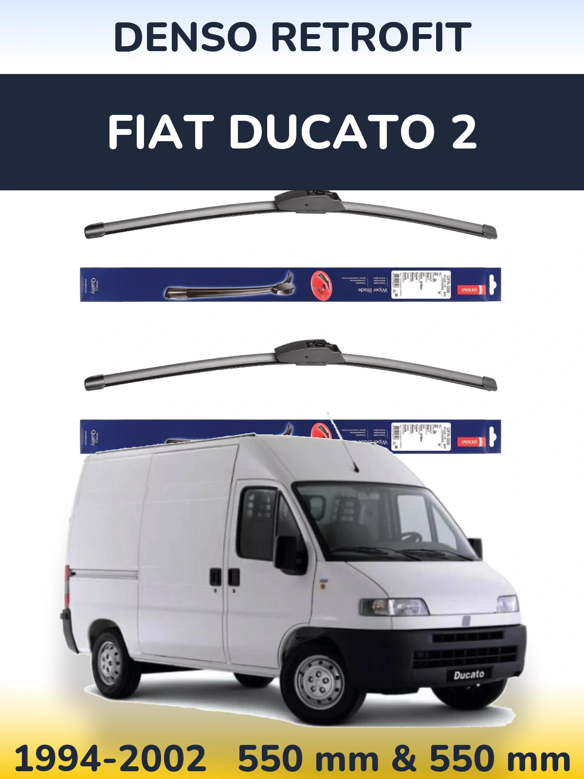 Komplet przednich wycieraczek Denso Retrofit 550 & 550 mm do Fiat Ducato 2 1994-2002