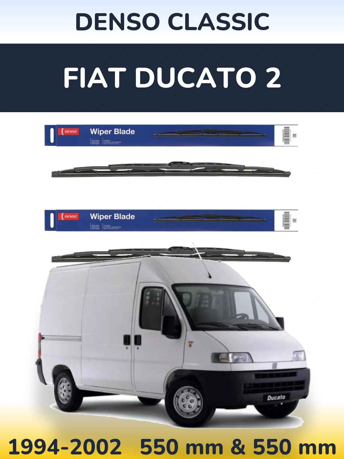 Komplet przednich wycieraczek Denso Classic 550 & 550 mm do Fiat Ducato 2 1994-2002
