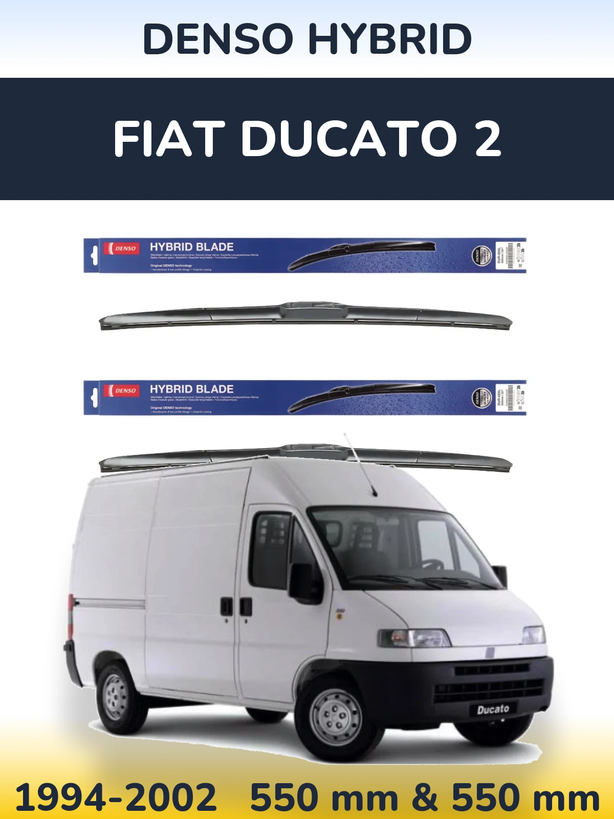 Komplet przednich wycieraczek Denso Hybrid 550 & 550 mm do Fiat Ducato 2 1994-2002