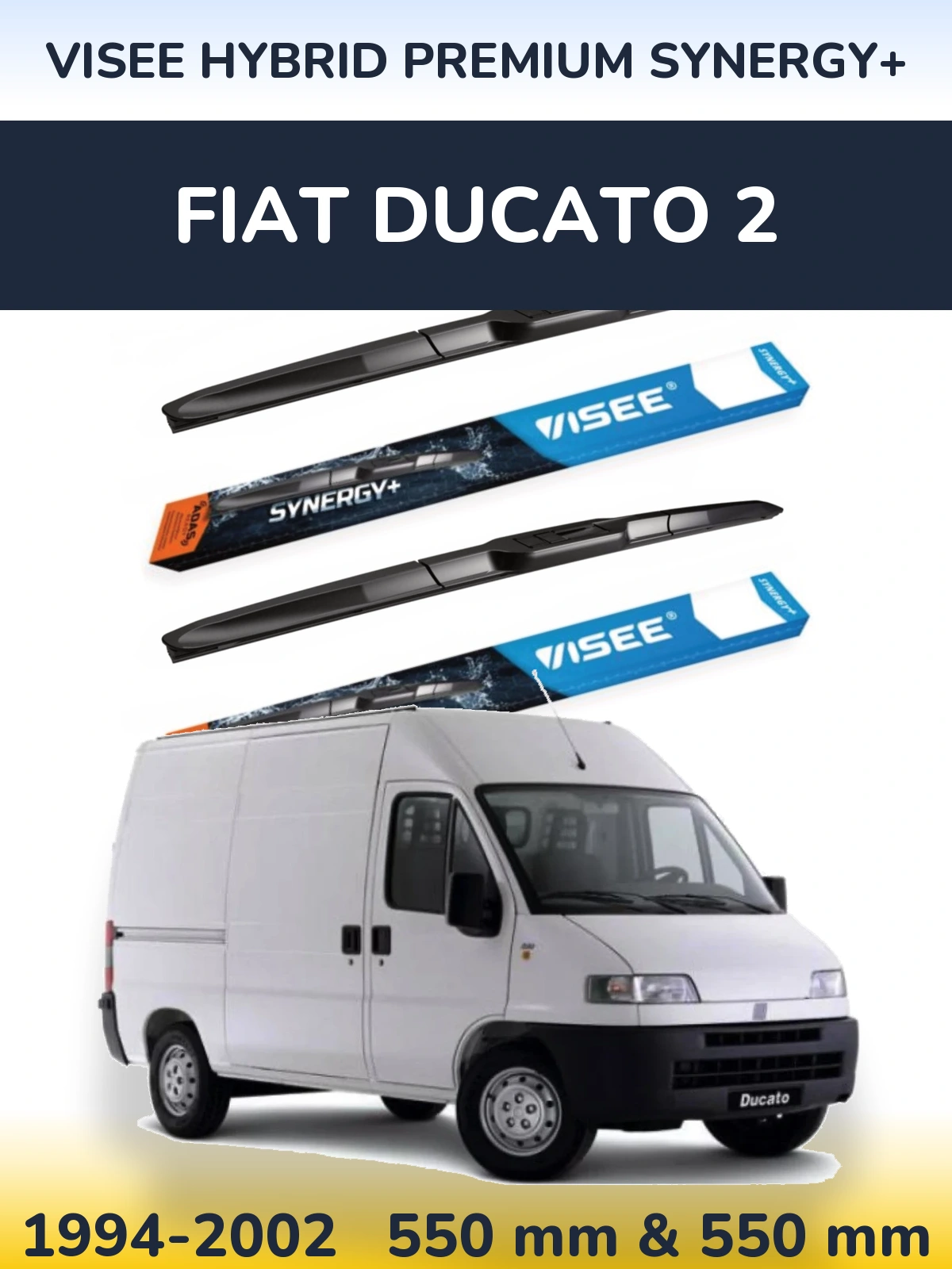 Комплект передних дворников VISEE HYBRID PREMIUM SYNERGY+ 550 & 550 мм для Fiat Ducato 2 1994-2002