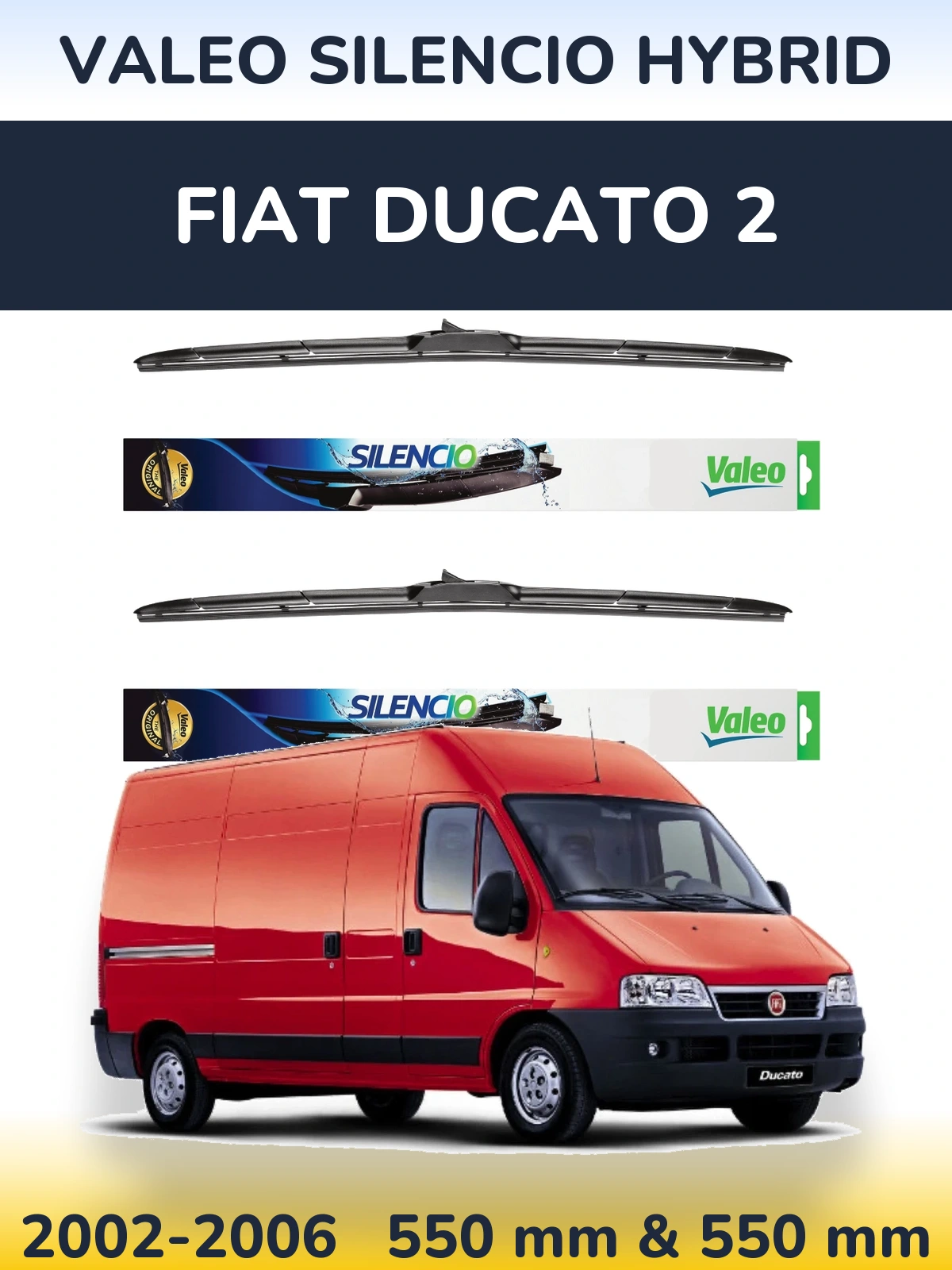 Комплект передних дворников Valeo Silencio Hybrid 550 & 550 мм для Fiat Ducato 2 2002-2006