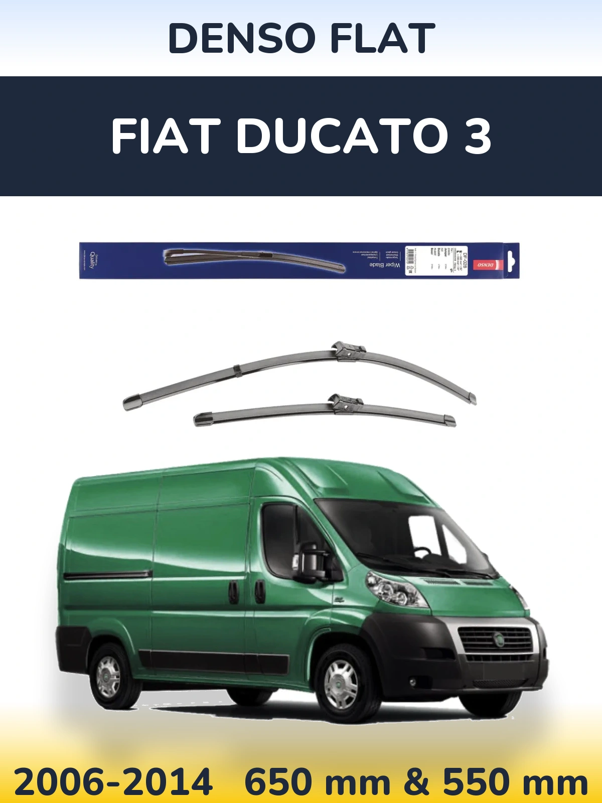 Front wiper blade set Denso Flat 650 & 550 mm for Fiat Ducato 3 2006-2014