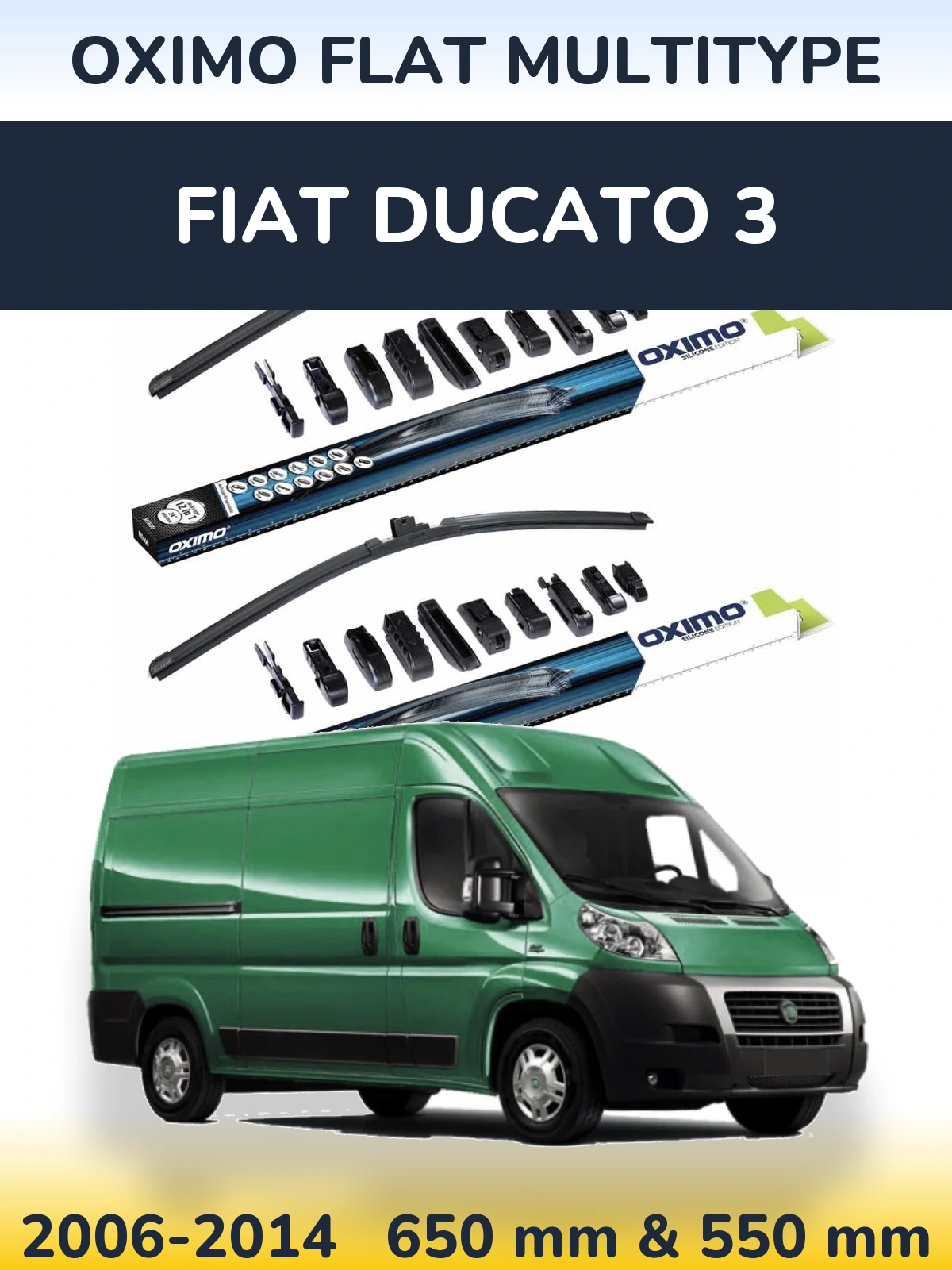 Komplet przednich wycieraczek Oximo Flat MultiType 650 & 550 mm do Fiat Ducato 3 2006-2014