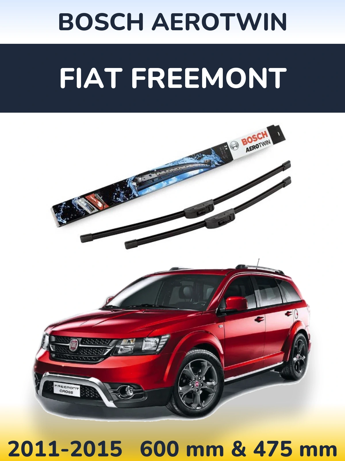 Комплект передних дворников BOSCH AeroTwin 600 & 475 мм для Fiat Freemont 2011-2015