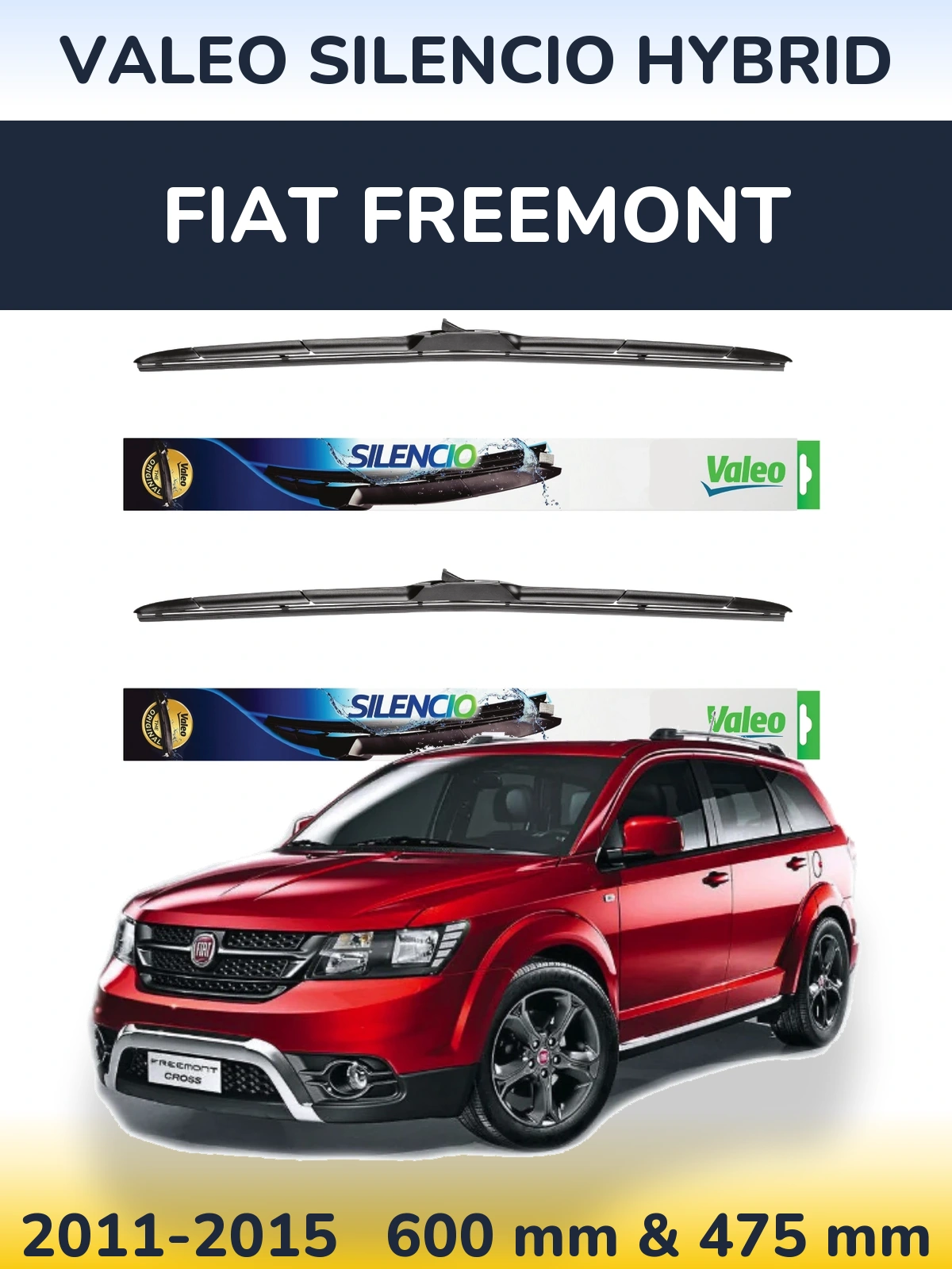 Комплект передних дворников Valeo Silencio Hybrid 600 & 475 мм для Fiat Freemont 2011-2015