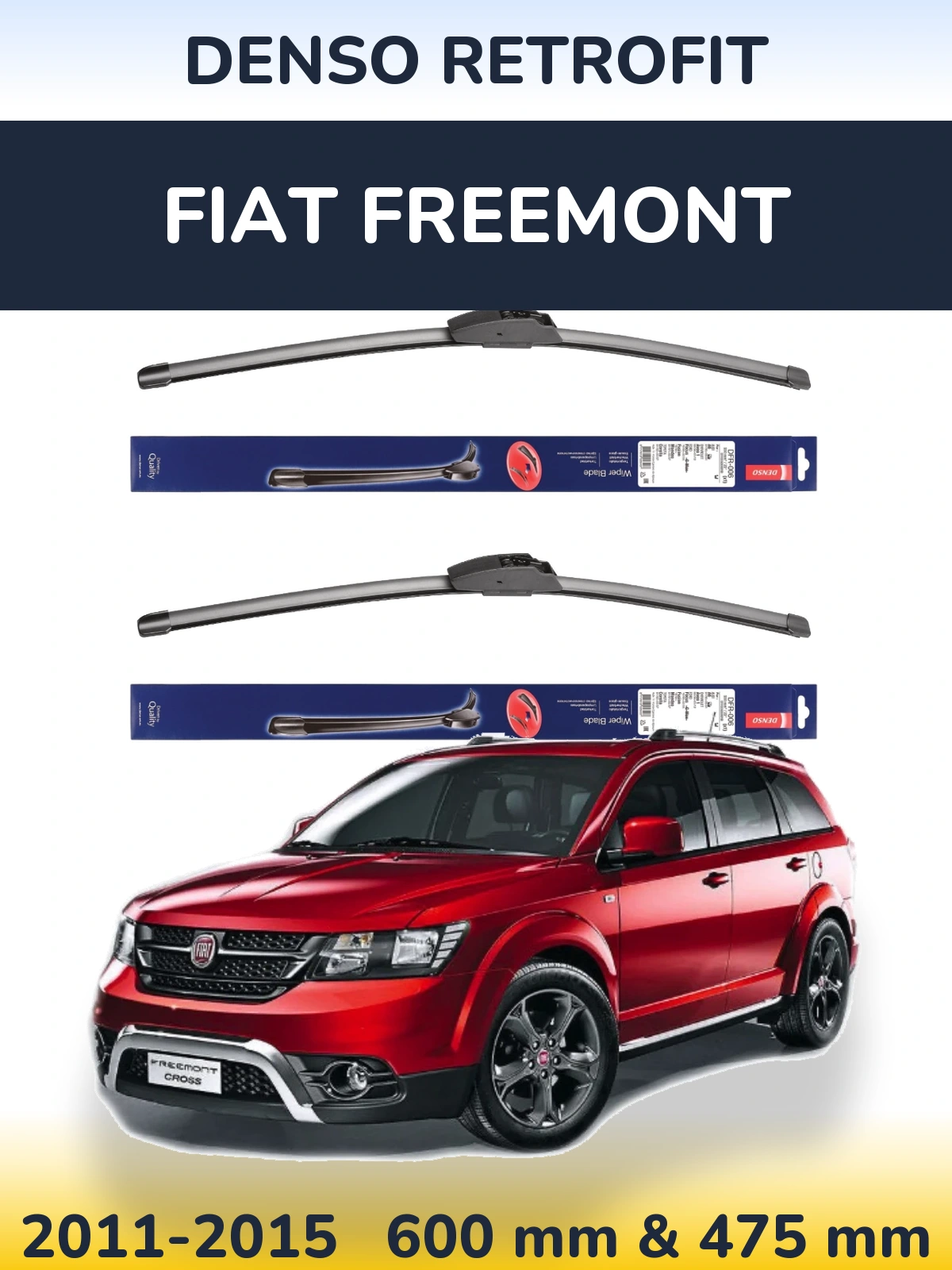 Комплект передних дворников Denso Retrofit 600 & 475 мм для Fiat Freemont 2011-2015