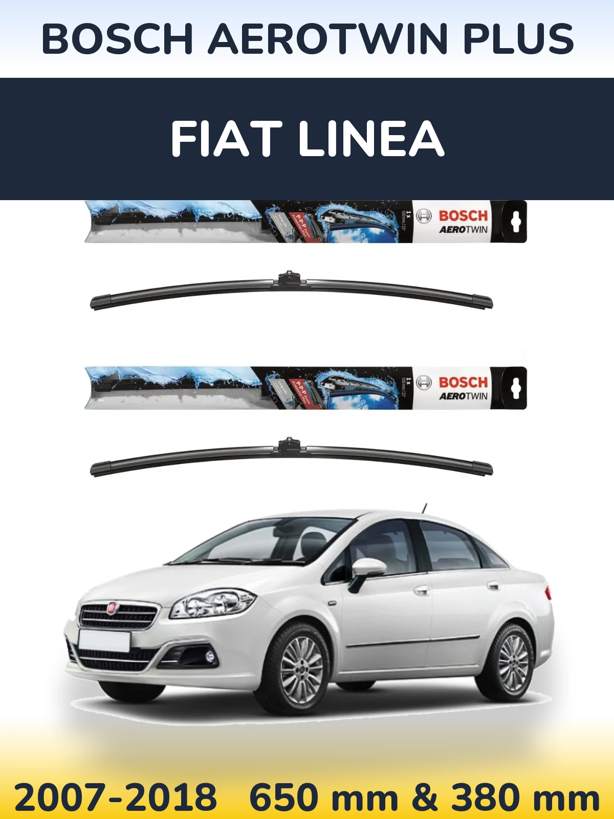 Komplet przednich wycieraczek BOSCH AeroTwin Plus 650 & 380 mm do Fiat Linea 2007-2018
