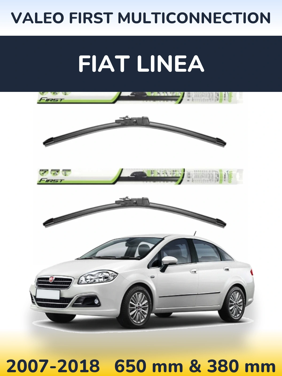 Komplet przednich wycieraczek Valeo First MultiConnection 650 & 380 mm do Fiat Linea 2007-2018