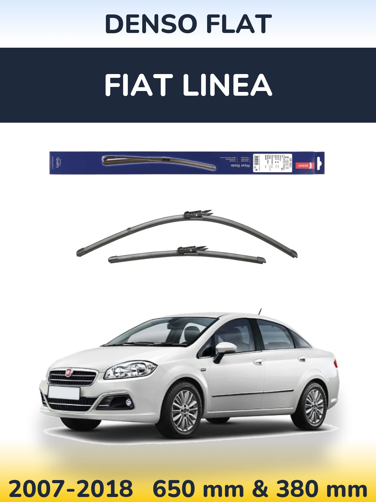 Комплект передних дворников Denso Flat 650 & 380 мм для Fiat Linea 2007-2018