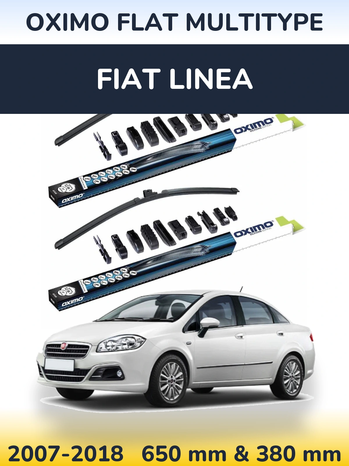 Komplet przednich wycieraczek Oximo Flat MultiType 650 & 380 mm do Fiat Linea 2007-2018