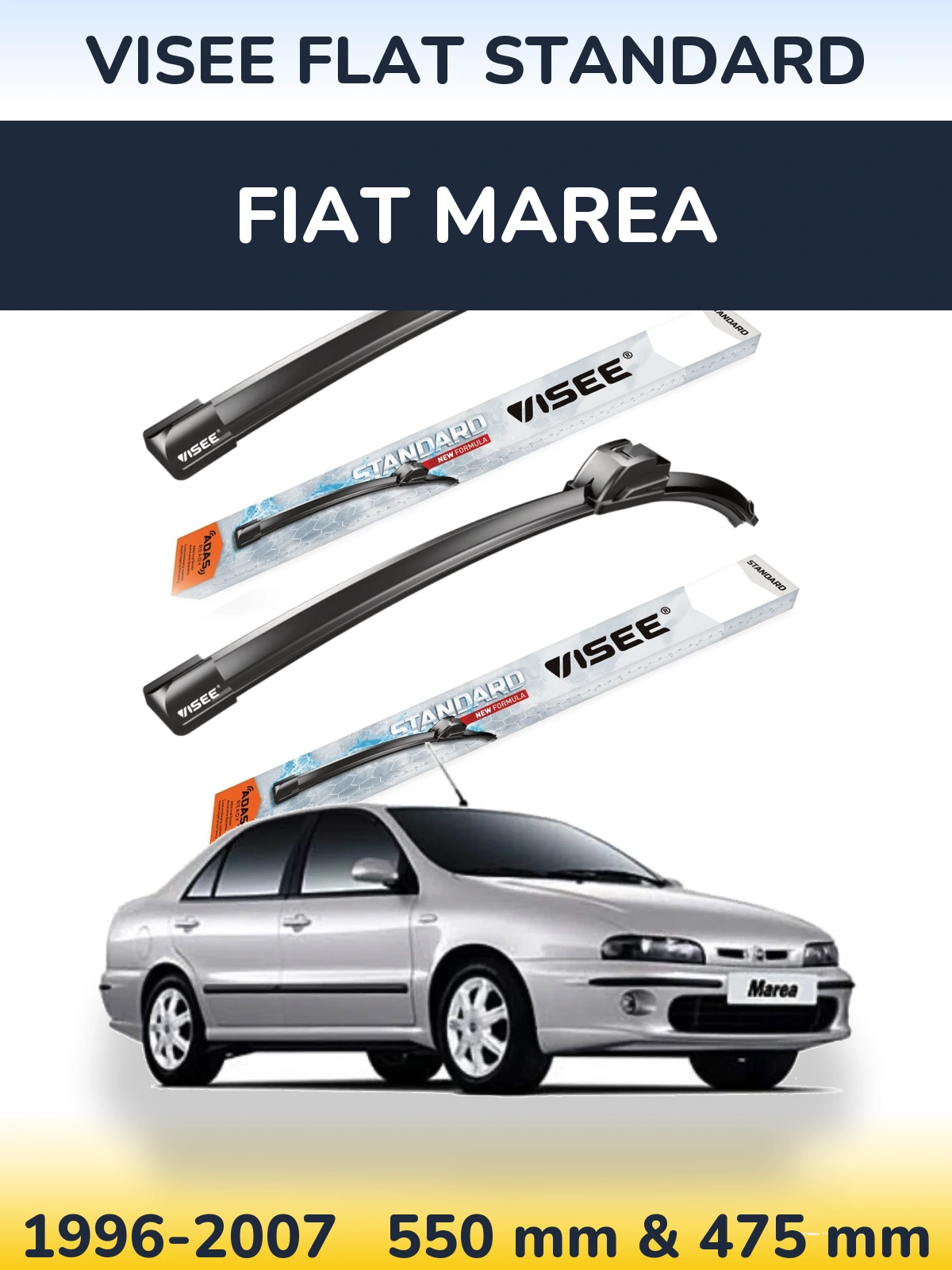 Komplet przednich wycieraczek VISEE FLAT STANDARD 550 & 475 mm do Fiat Marea 1996-2007