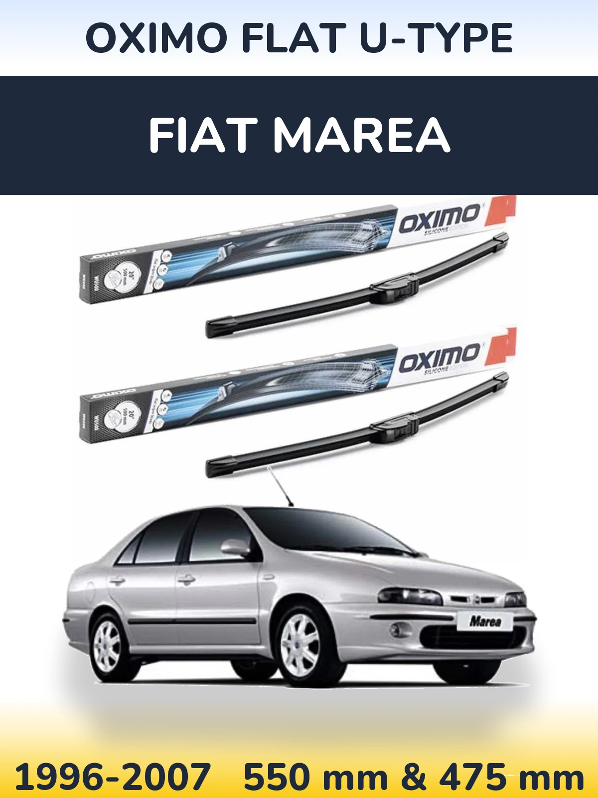 Komplet przednich wycieraczek Oximo Flat U-type 550 & 475 mm do Fiat Marea 1996-2007