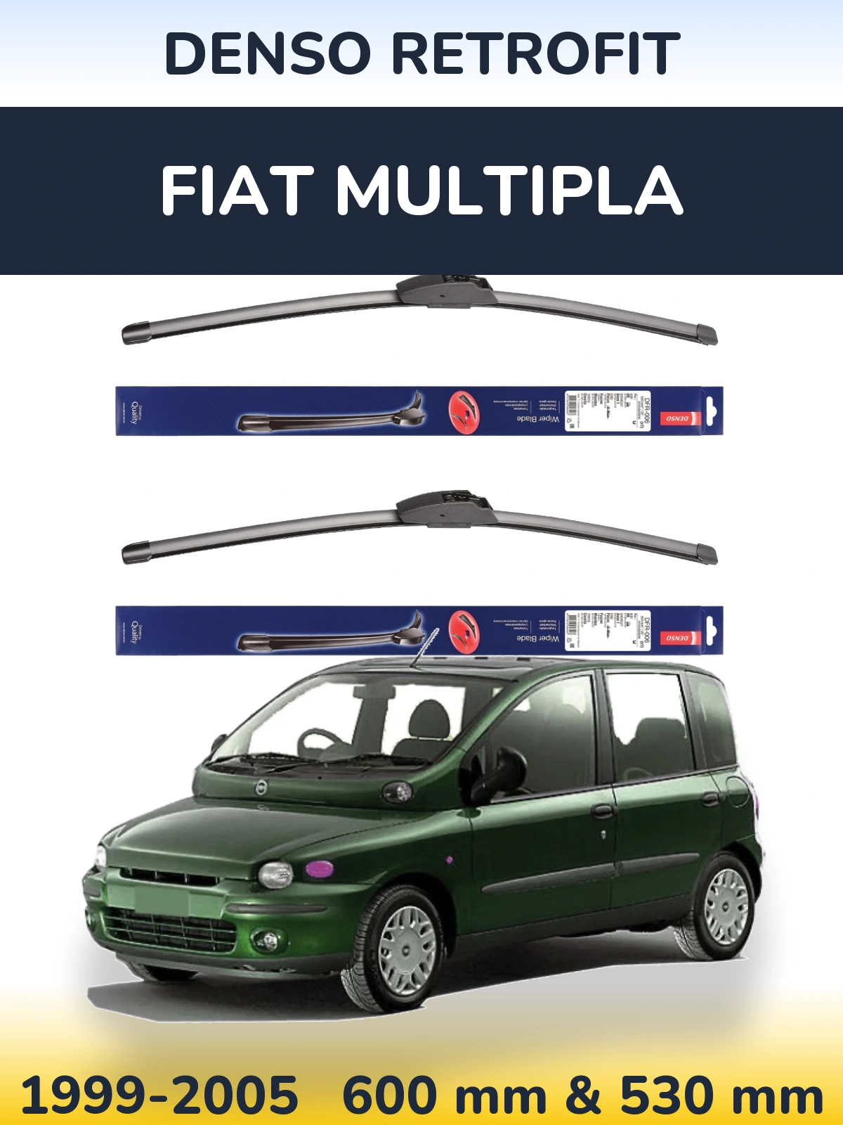 Комплект передних дворников Denso Retrofit 600 & 530 мм для Fiat Multipla 1999-2005