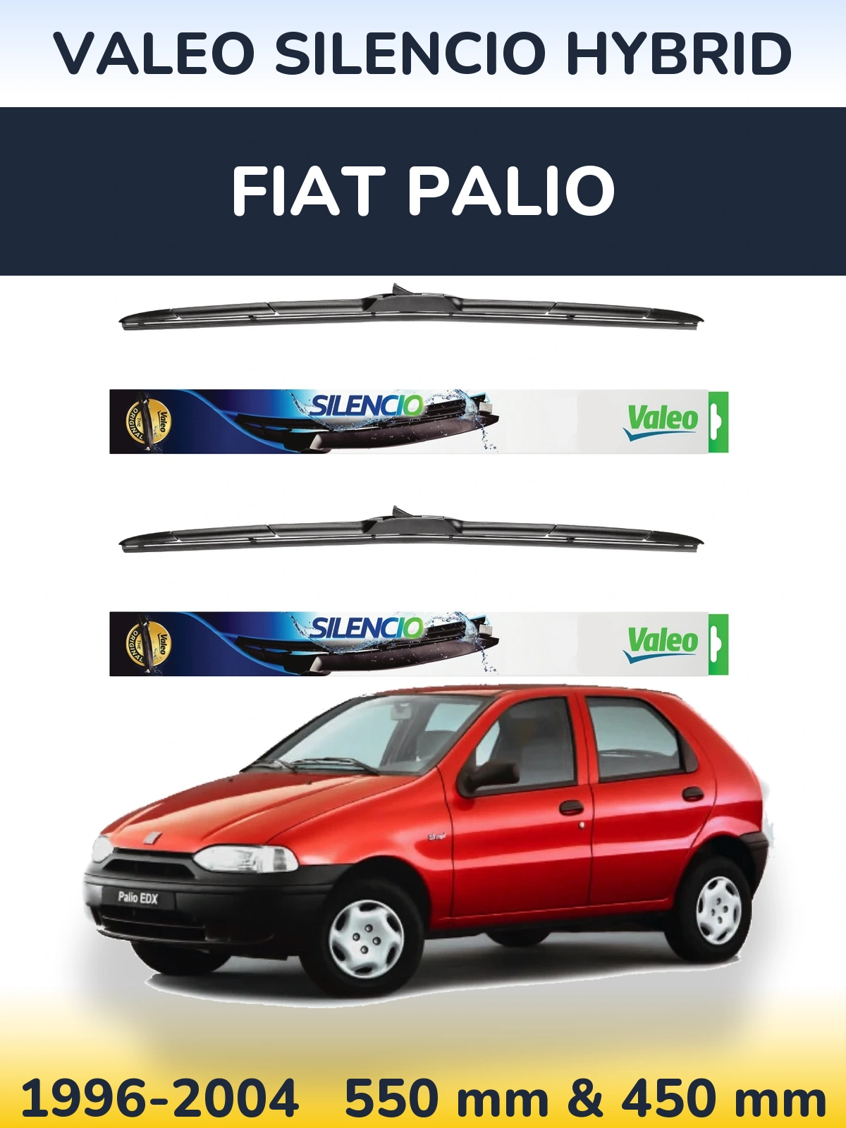 Комплект передних дворников Valeo Silencio Hybrid 550 & 450 мм для Fiat Palio 1996-2004