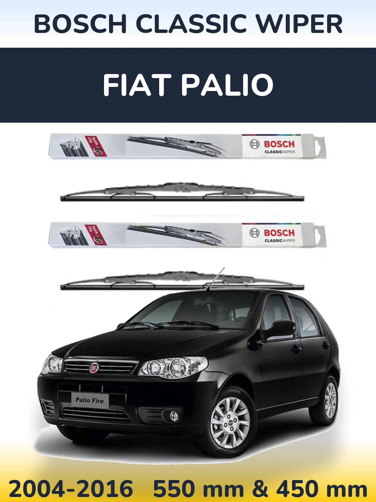 Komplet przednich wycieraczek BOSCH Classic Wiper 550 & 450 mm do Fiat Palio 2004-2016