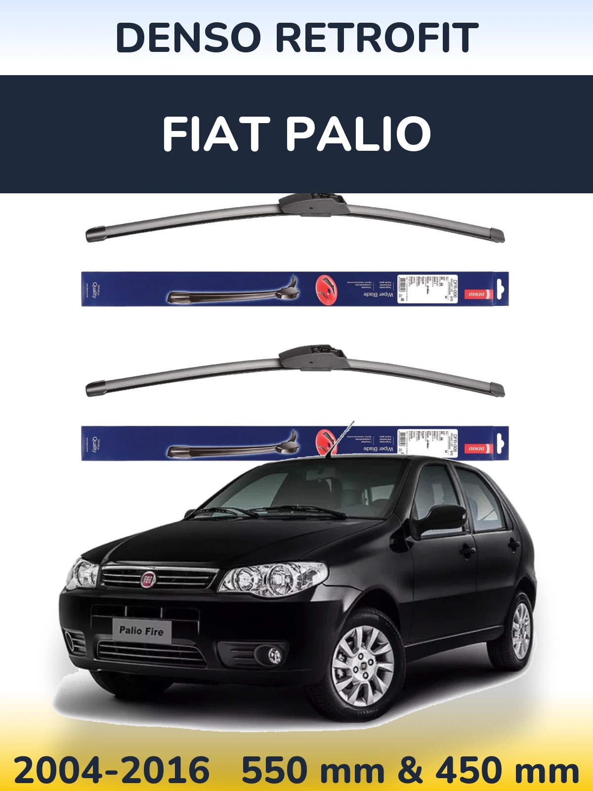 Комплект передних дворников Denso Retrofit 550 & 450 мм для Fiat Palio 2004-2016