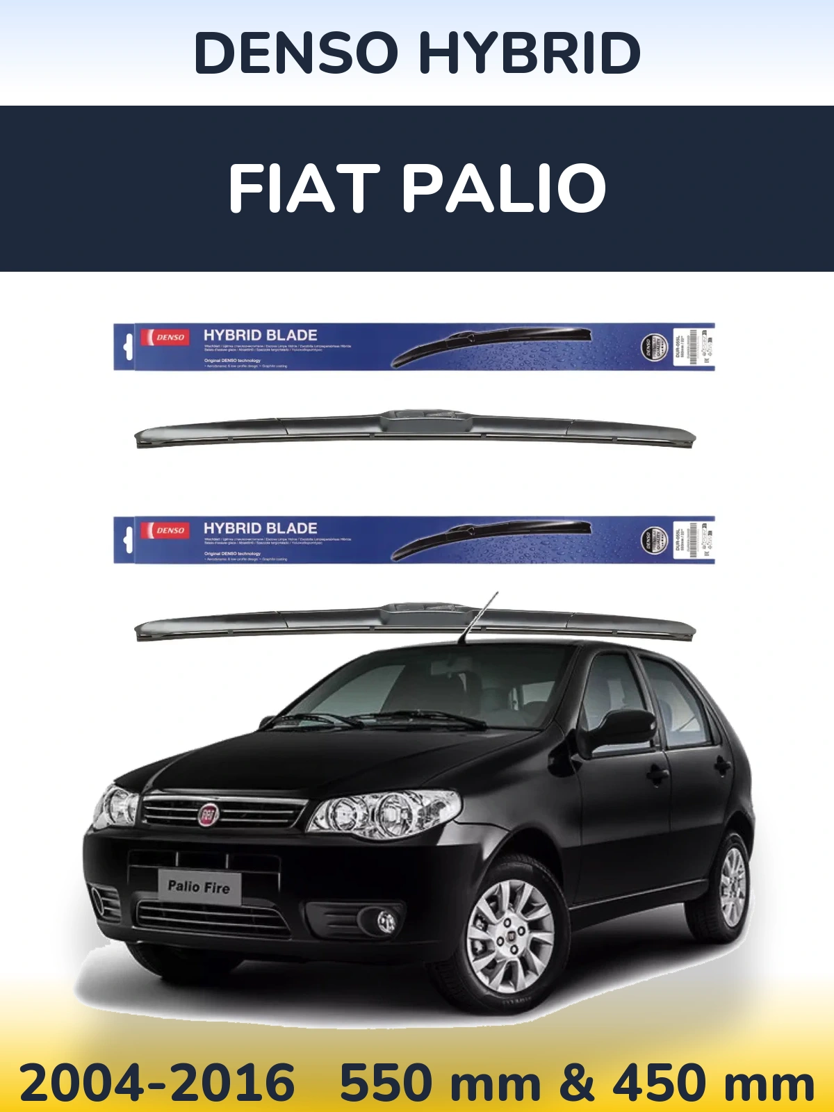 Комплект передних дворников Denso Hybrid 550 & 450 мм для Fiat Palio 2004-2016