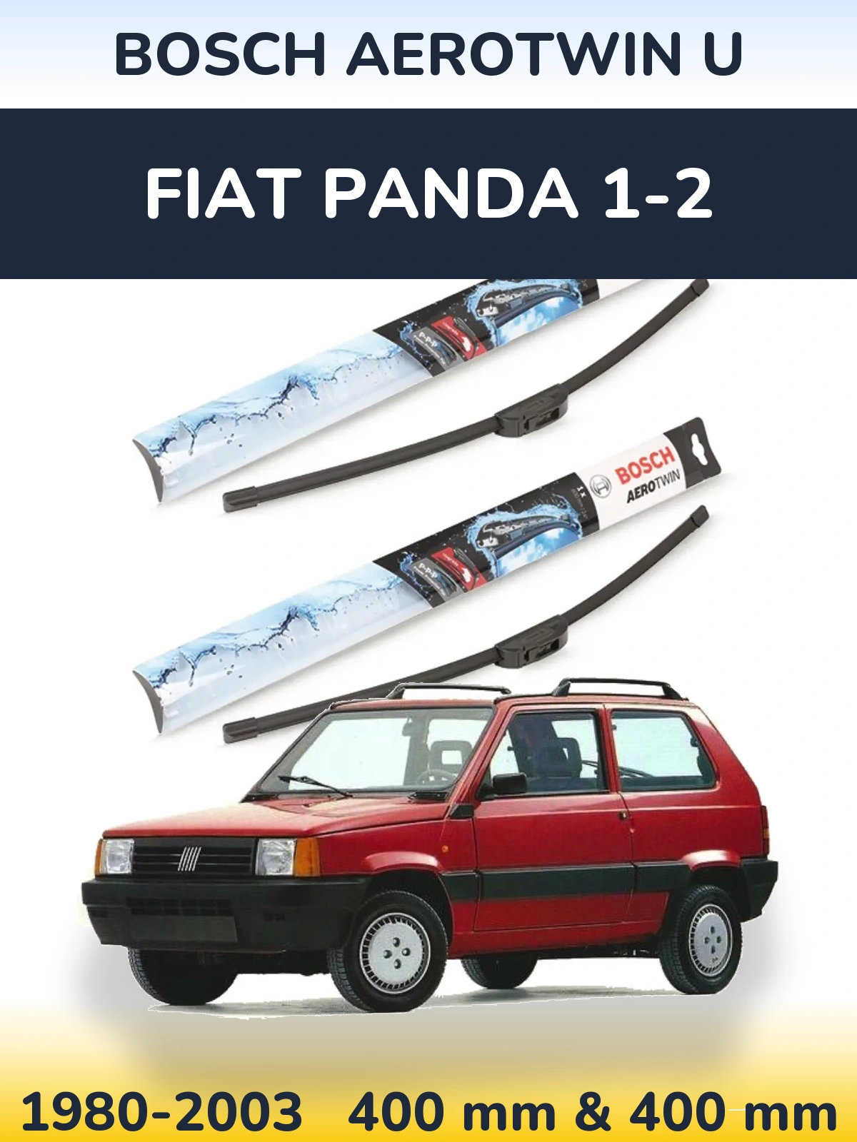 Комплект передних дворников BOSCH AeroTwin U 400 & 400 мм для Fiat Panda 1-2 1980-2003