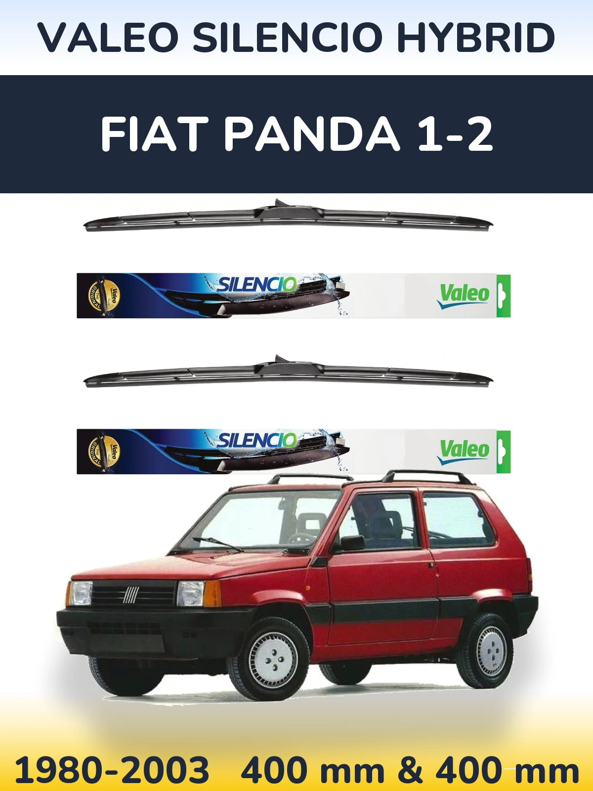 Komplet przednich wycieraczek Valeo Silencio Hybrid 400 & 400 mm do Fiat Panda 1-2 1980-2003