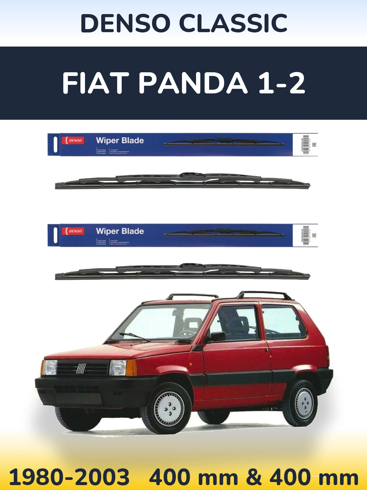 Komplet przednich wycieraczek Denso Classic 400 & 400 mm do Fiat Panda 1-2 1980-2003
