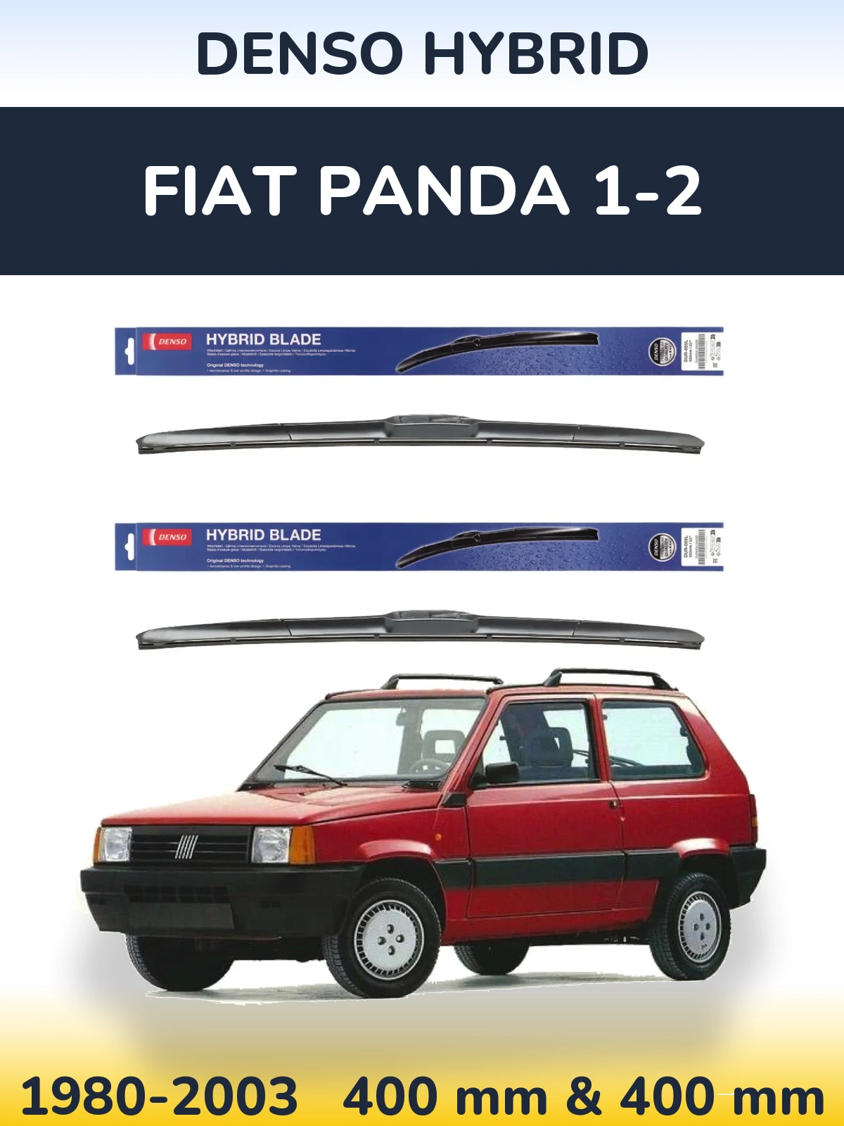 Komplet przednich wycieraczek Denso Hybrid 400 & 400 mm do Fiat Panda 1-2 1980-2003