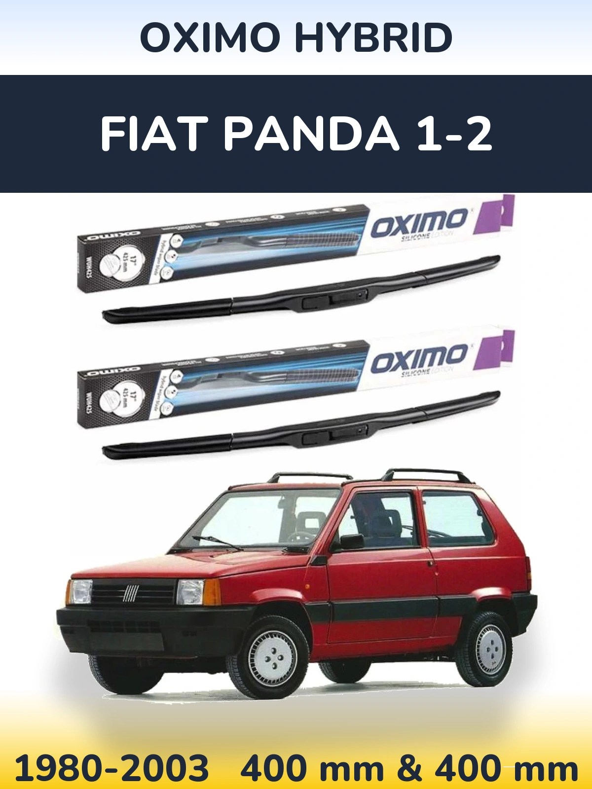 Komplet przednich wycieraczek Oximo Hybrid 400 & 400 mm do Fiat Panda 1-2 1980-2003