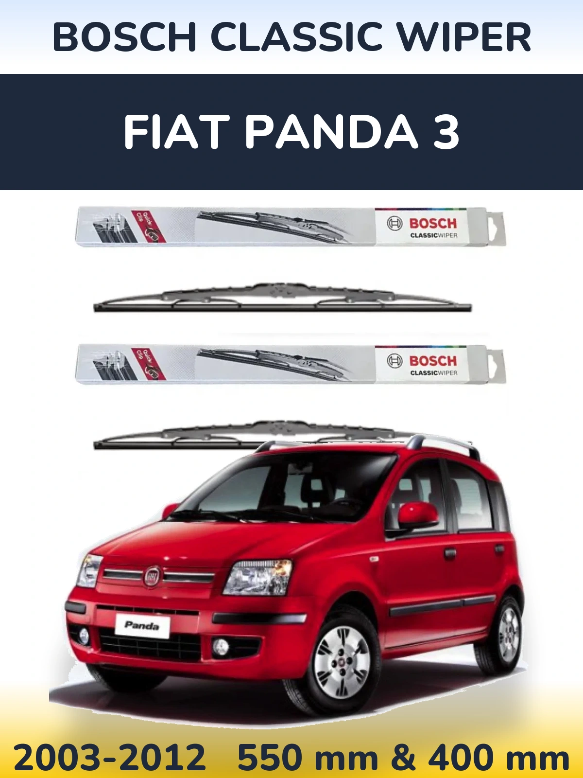 Komplet przednich wycieraczek BOSCH Classic Wiper 550 & 400 mm do Fiat Panda 3 2003-2012