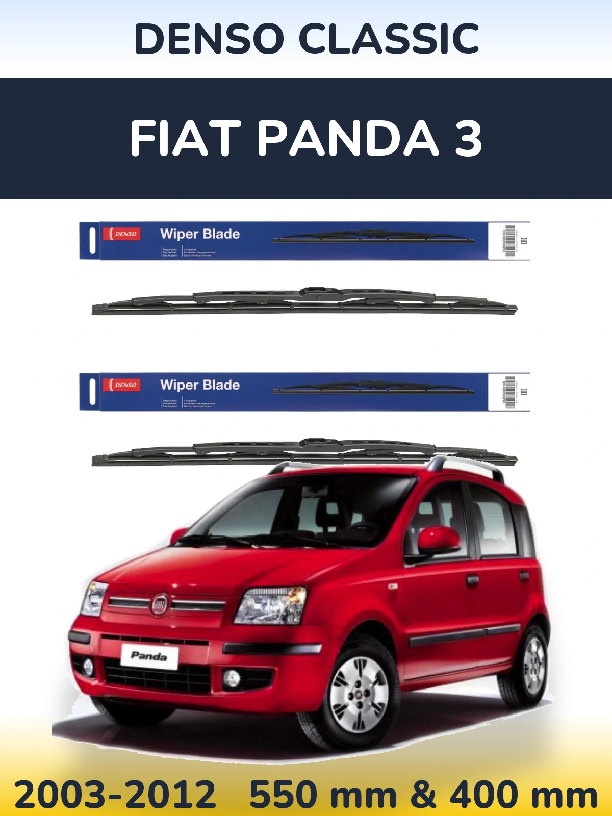 Komplet przednich wycieraczek Denso Classic 550 & 400 mm do Fiat Panda 3 2003-2012