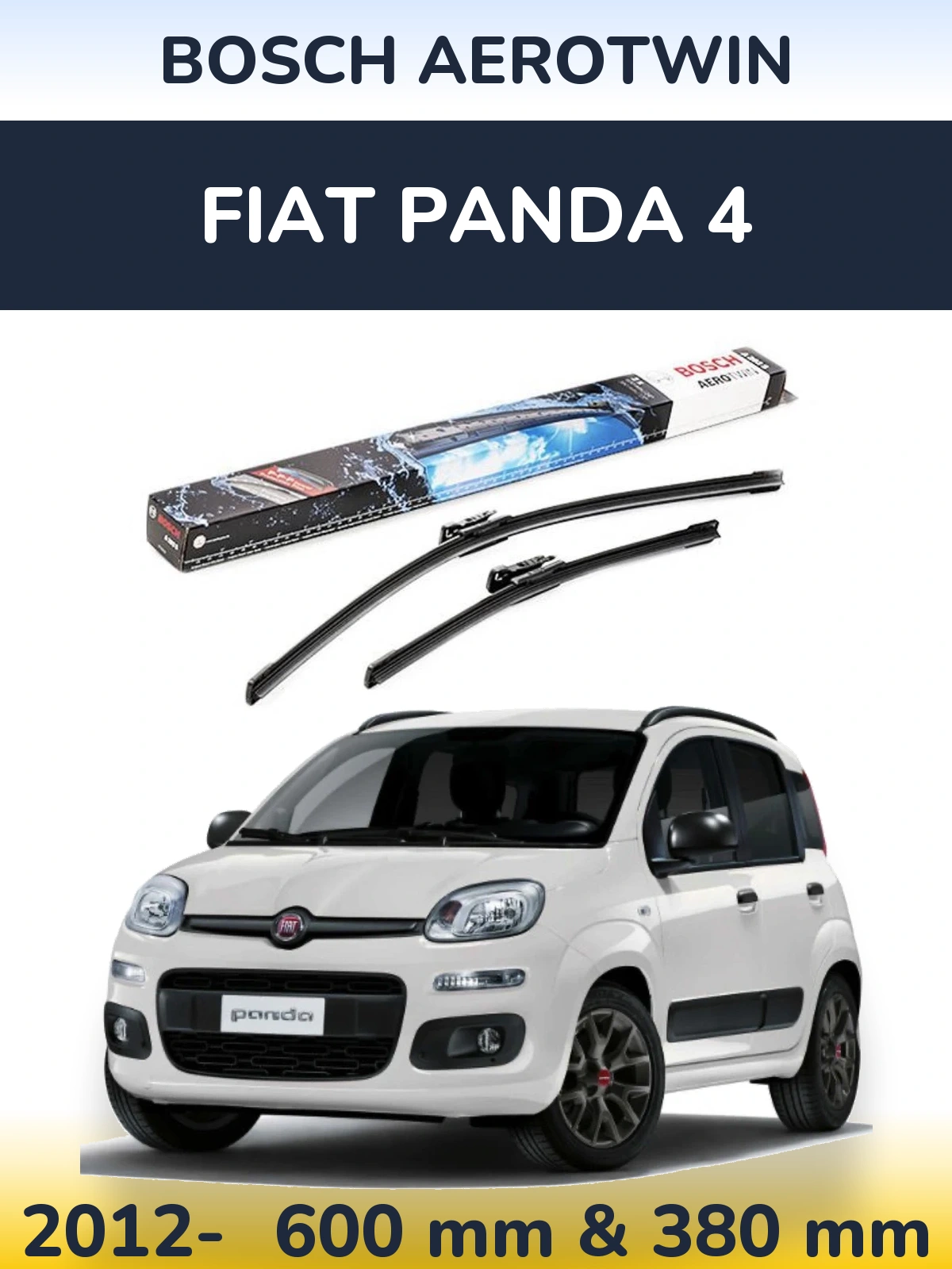 Komplet przednich wycieraczek BOSCH AeroTwin 600 & 380 mm do Fiat Panda 4 2012-2026