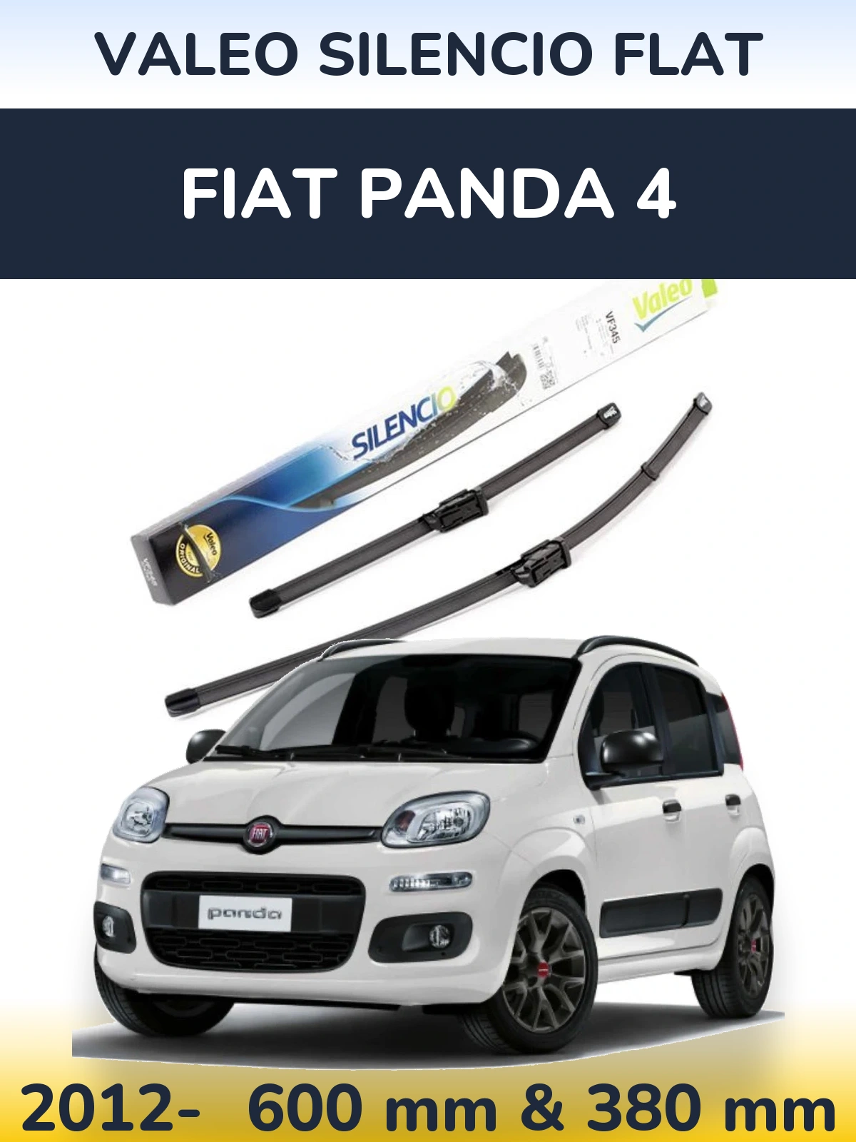 Komplet przednich wycieraczek Valeo Silencio Flat 600 & 380 mm do Fiat Panda 4 2012-2026