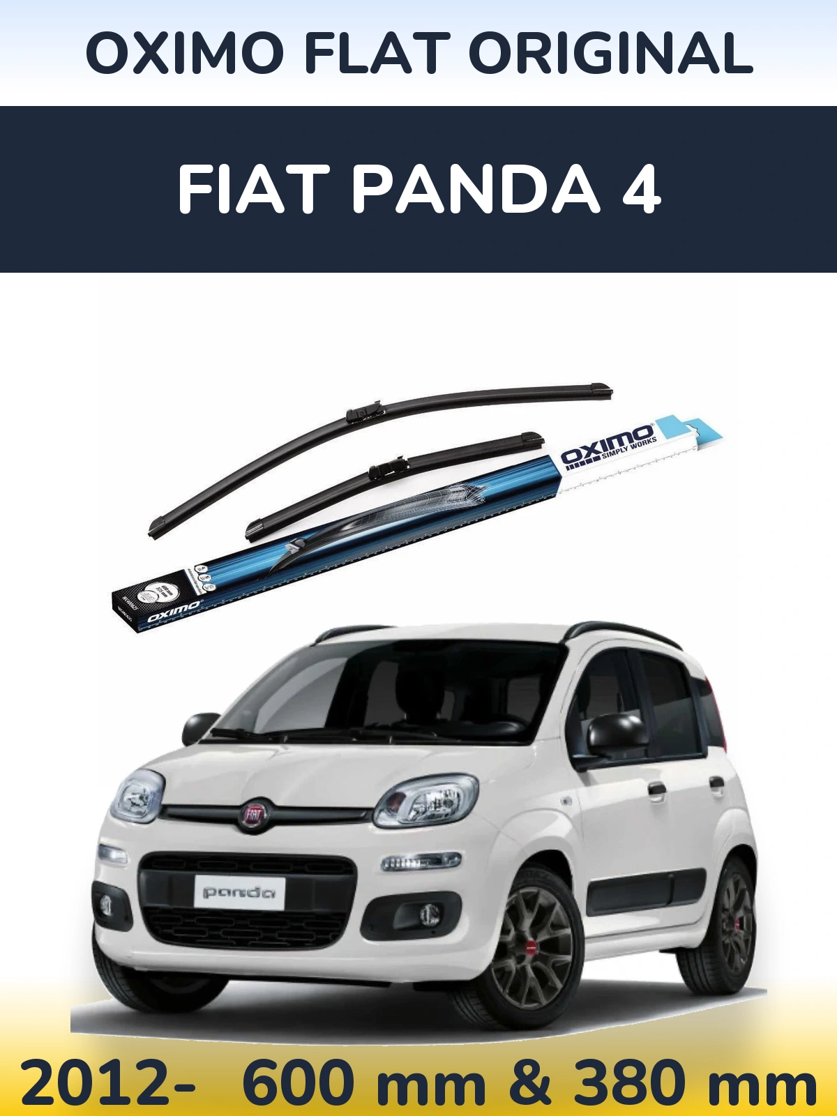 Komplet przednich wycieraczek Oximo Flat Original 600 & 380 mm do Fiat Panda 4 2012-2026