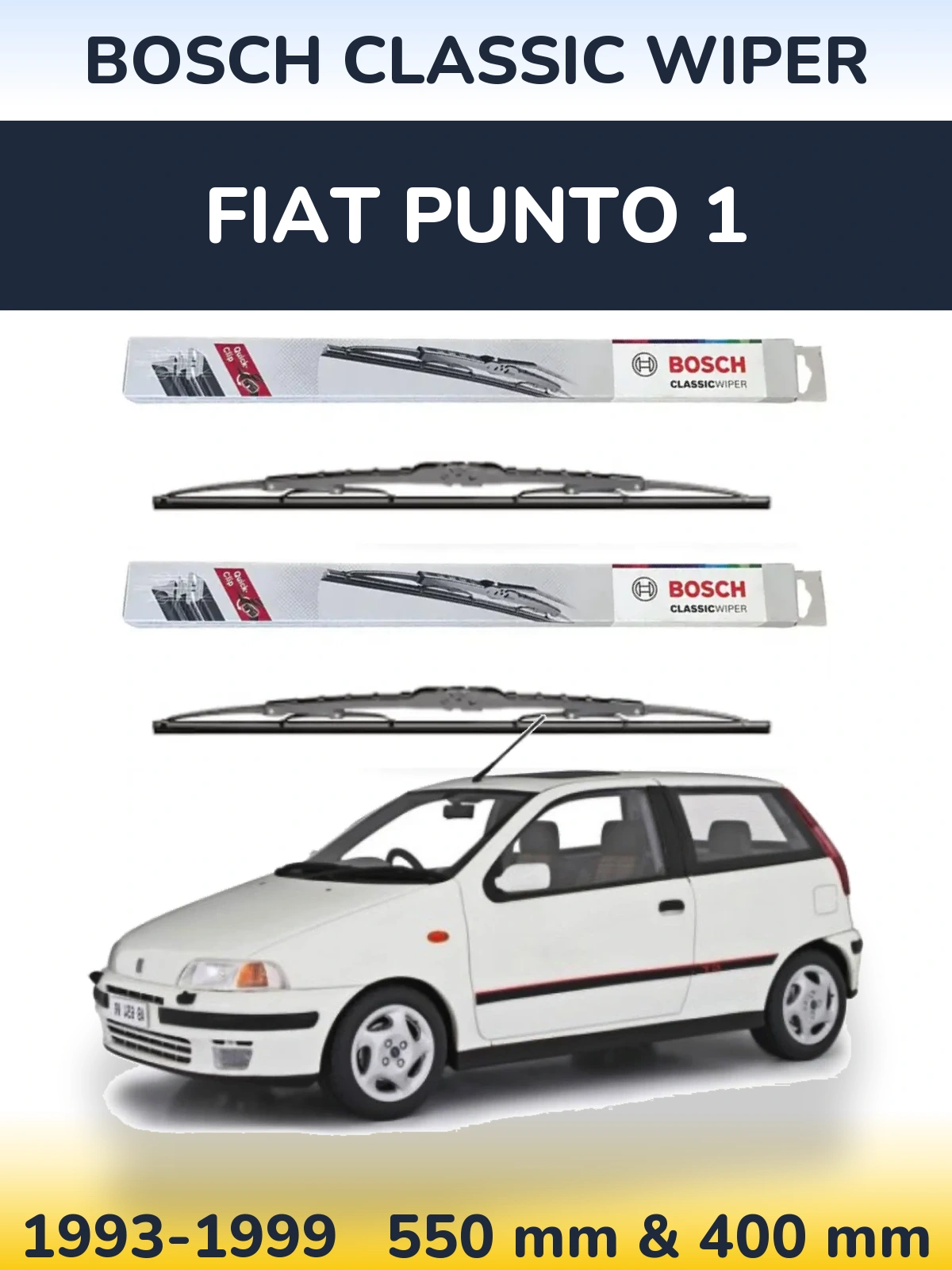 Komplet przednich wycieraczek BOSCH Classic Wiper 550 & 400 mm do Fiat Punto 1 1993-1999