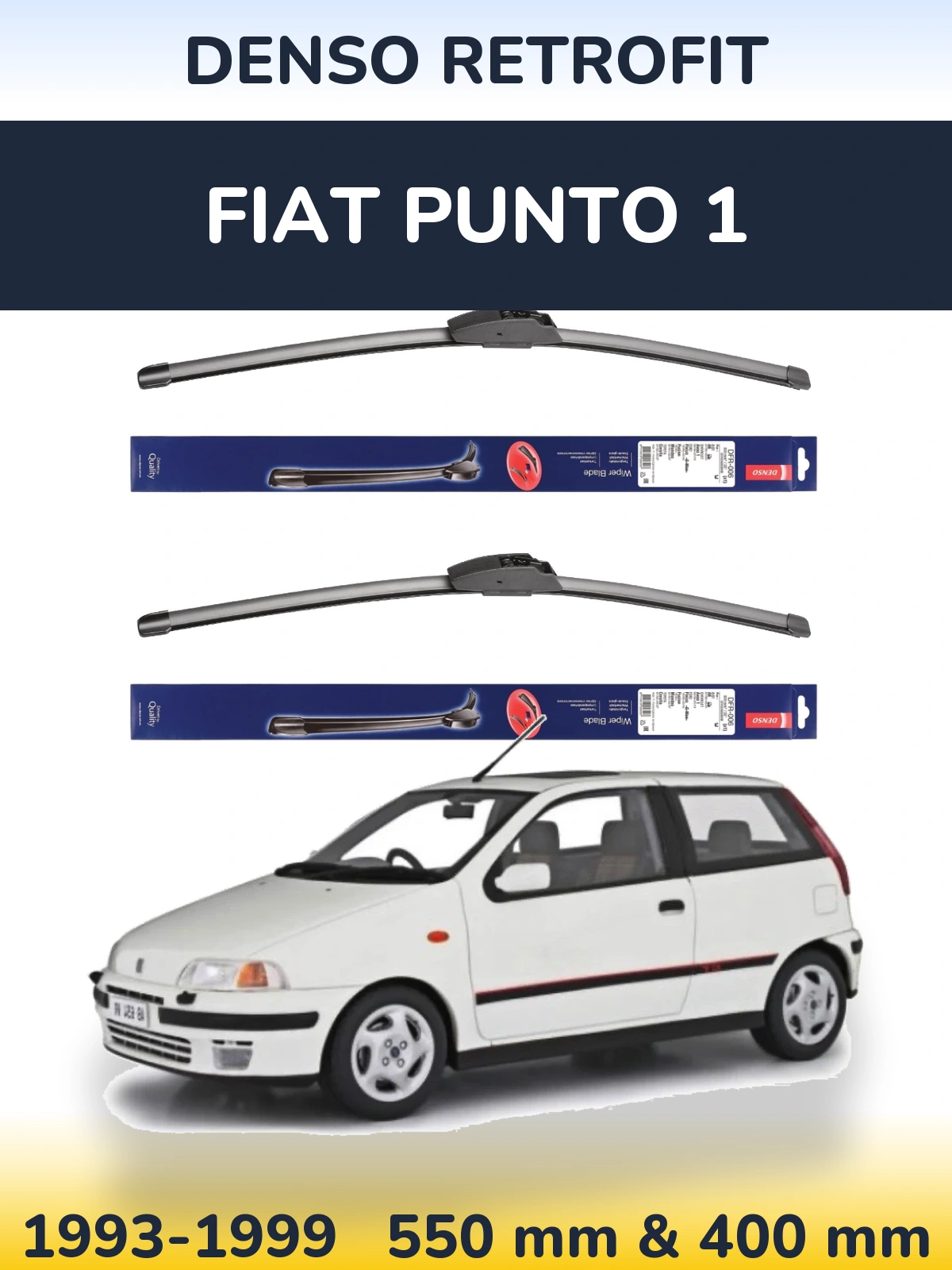 Komplet przednich wycieraczek Denso Retrofit 550 & 400 mm do Fiat Punto 1 1993-1999