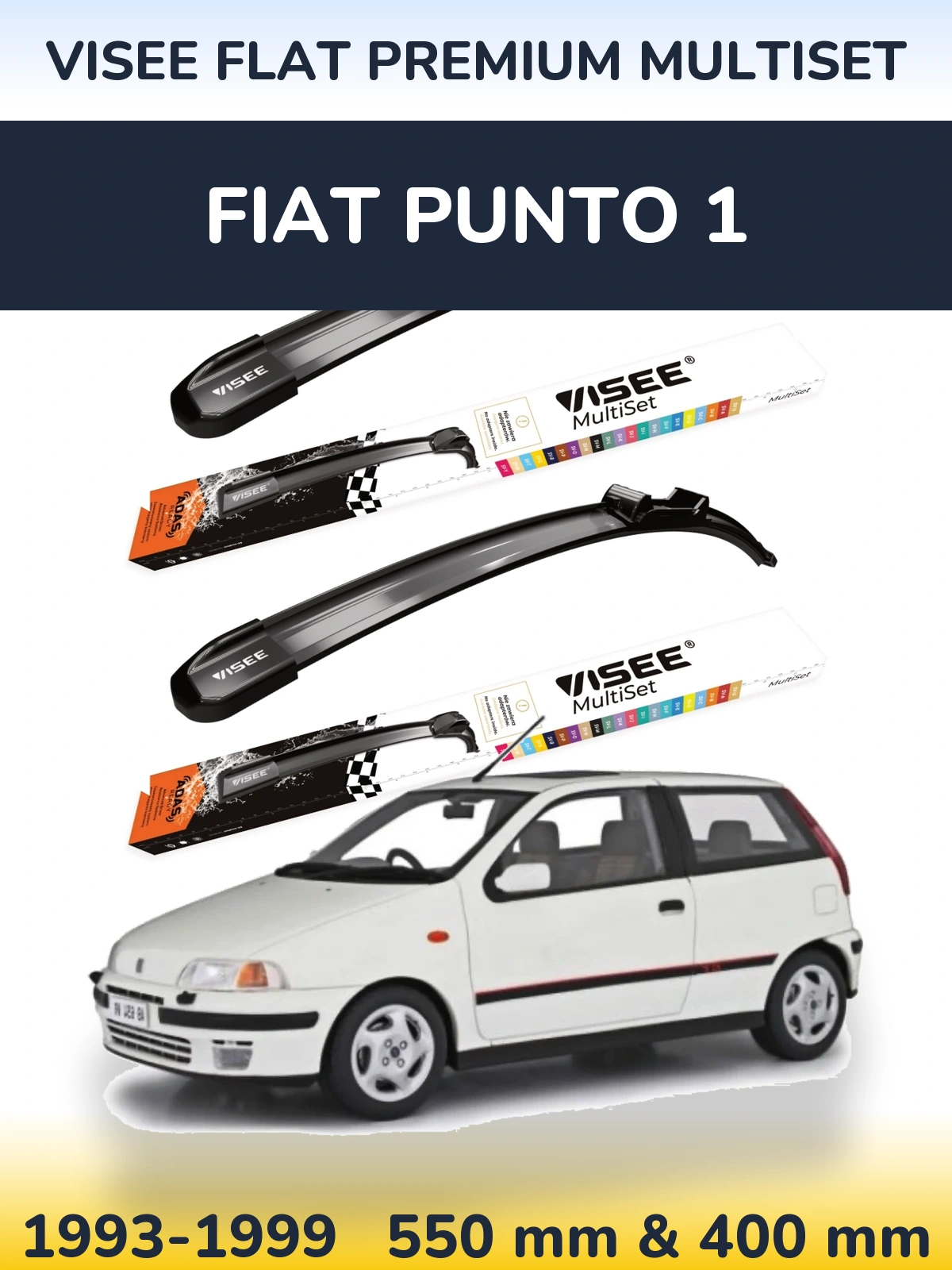 Komplet przednich wycieraczek VISEE FLAT PREMIUM MultiSet 550 & 400 mm do Fiat Punto 1 1993-1999