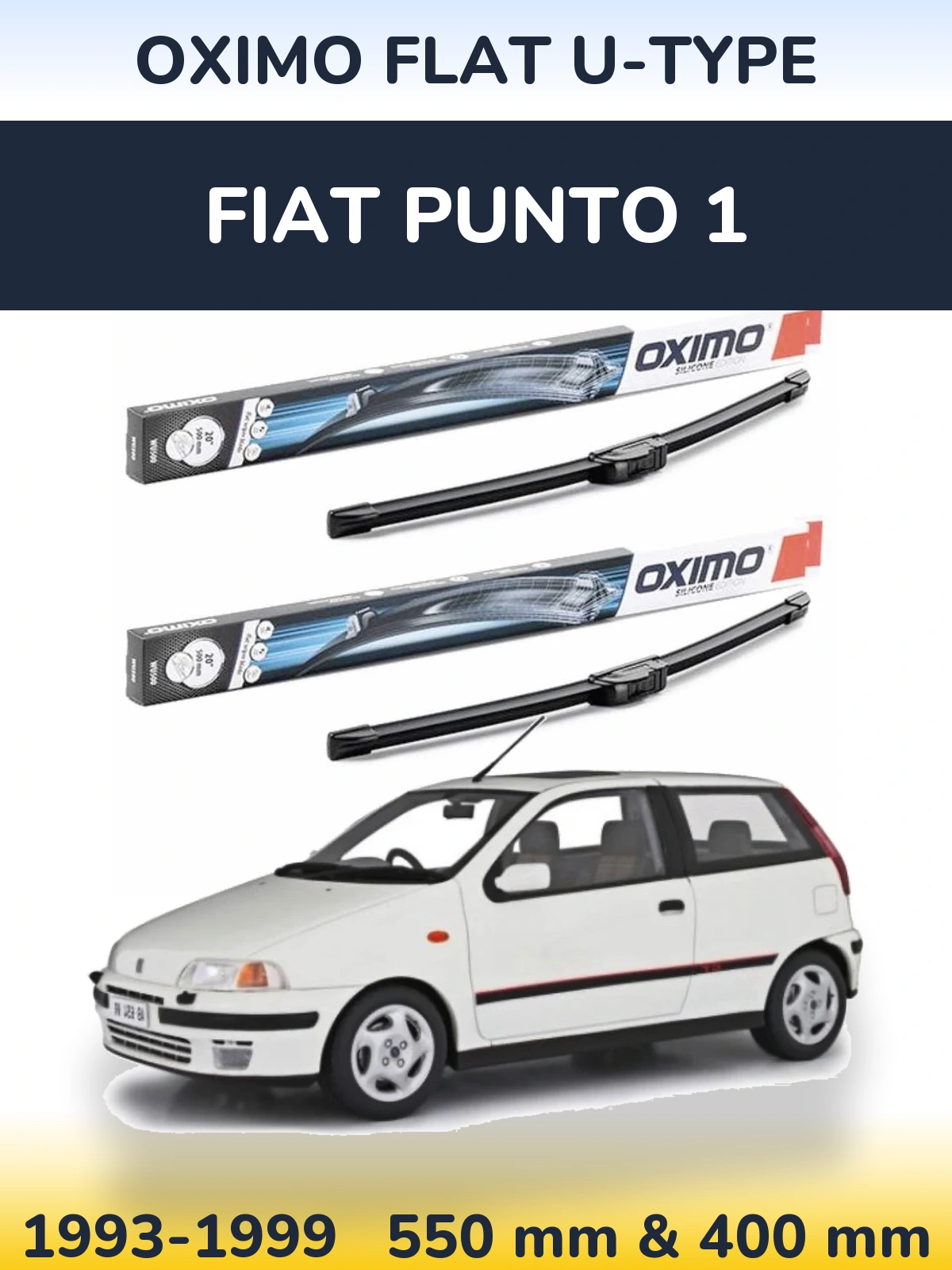 Komplet przednich wycieraczek Oximo Flat U-type 550 & 400 mm do Fiat Punto 1 1993-1999