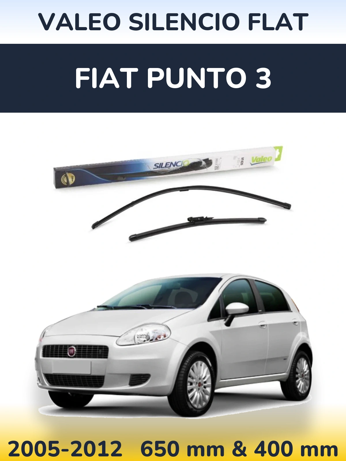 Komplet przednich wycieraczek Valeo Silencio Flat 650 & 400 mm do Fiat Punto 3 2005-2012
