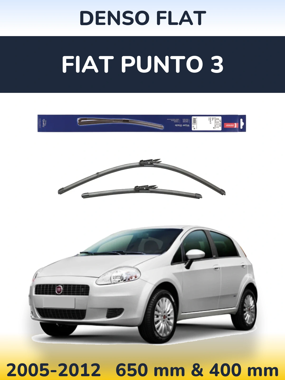 Komplet przednich wycieraczek Denso Flat 650 & 400 mm do Fiat Punto 3 2005-2012