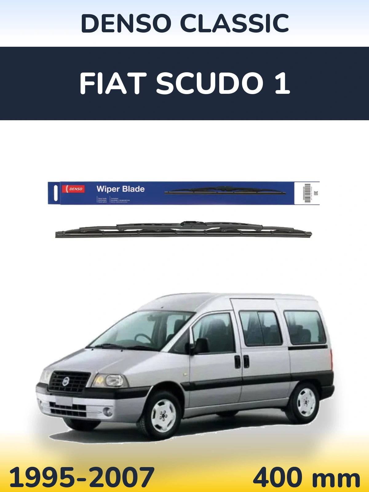 Rear wiper blade Denso Classic 400 mm for Fiat Scudo 1 1995-2007