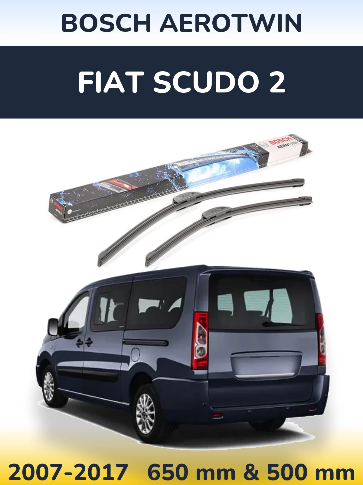 Комплект передних дворников BOSCH AeroTwin 650 & 500 мм для Fiat Scudo 2 2007-2017