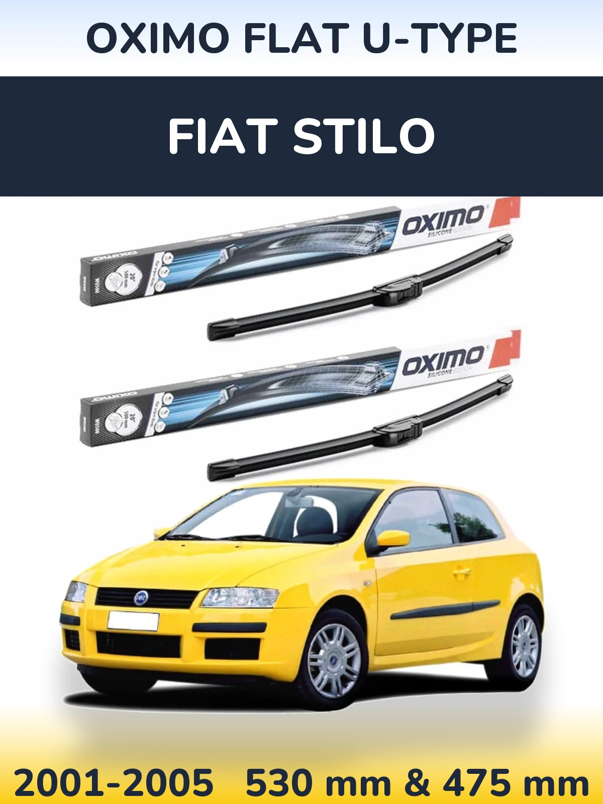 Komplet przednich wycieraczek Oximo Flat U-type 530 & 475 mm do Fiat Stilo 2001-2005
