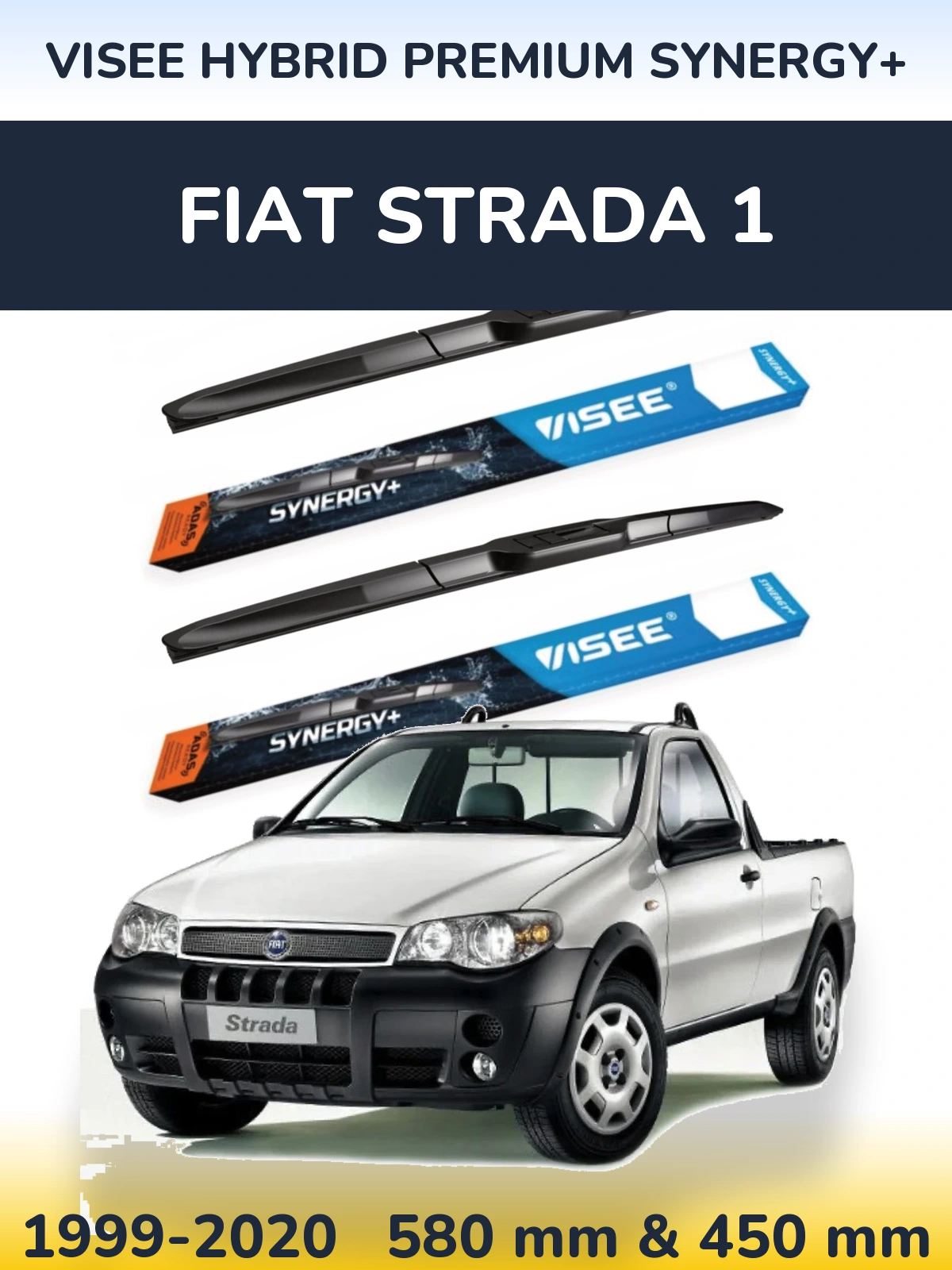 Комплект передних дворников VISEE HYBRID PREMIUM SYNERGY+ 580 & 450 мм для Fiat Strada 1 1999-2020