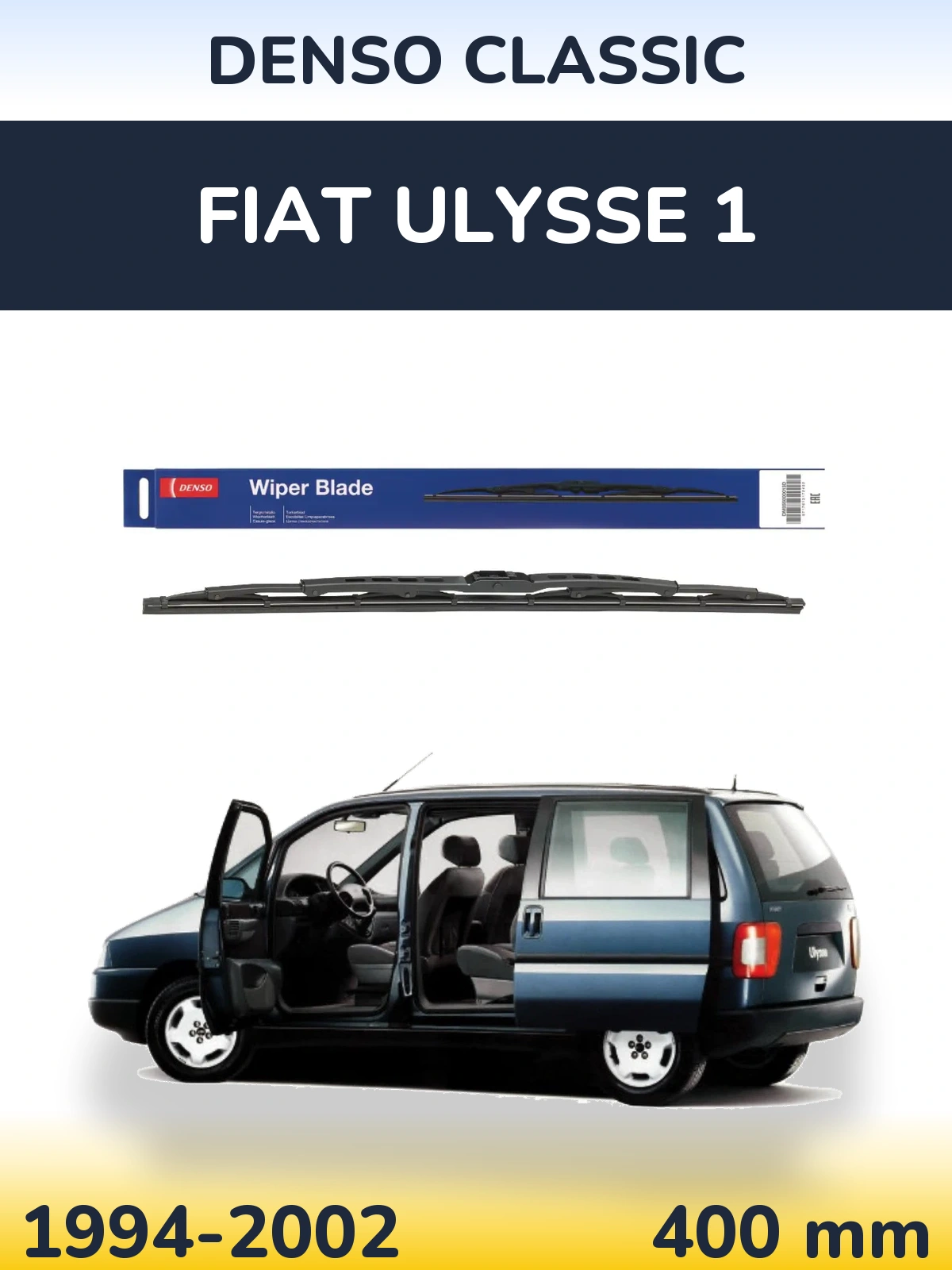 Rear wiper blade Denso Classic 400 mm for Fiat Ulysse 1 1994-2002