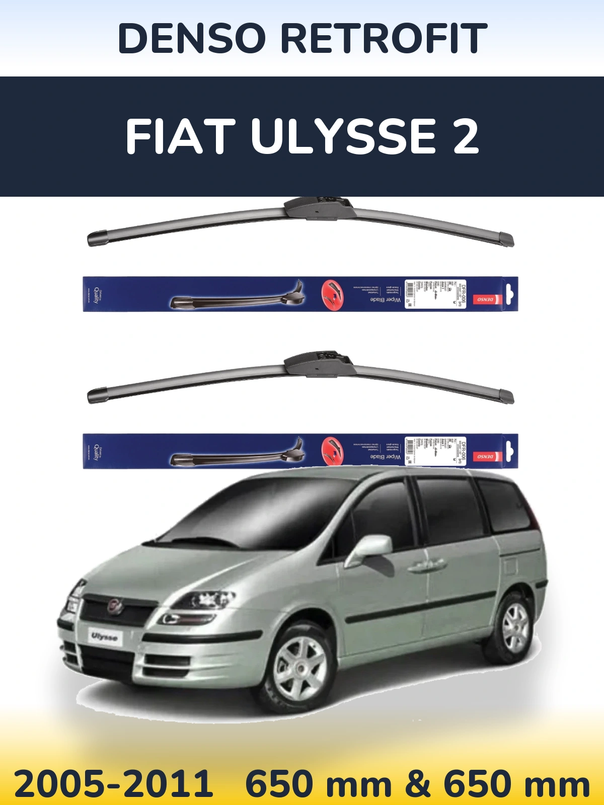 Komplet przednich wycieraczek Denso Retrofit 650 & 650 mm do Fiat Ulysse 2 2005-2011