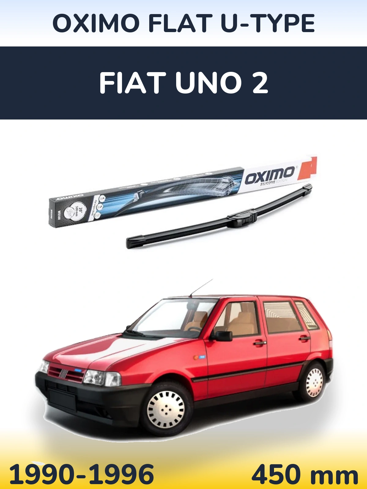 Передний дворник Oximo Flat U-type 450 мм для Fiat Uno 2 1990-1996