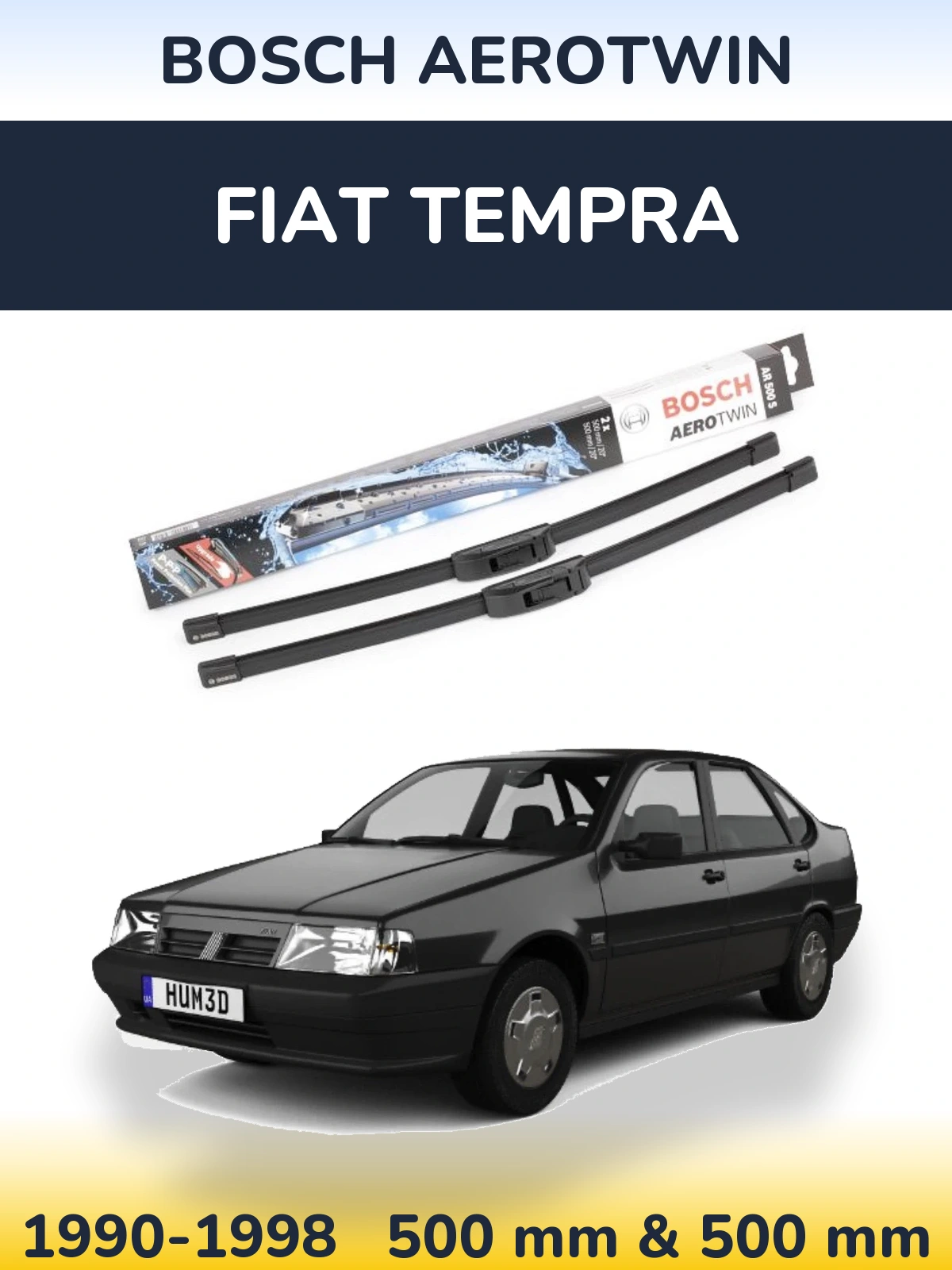 Komplet przednich wycieraczek BOSCH AeroTwin 500 & 500 mm do Fiat Tempra 1990-1998